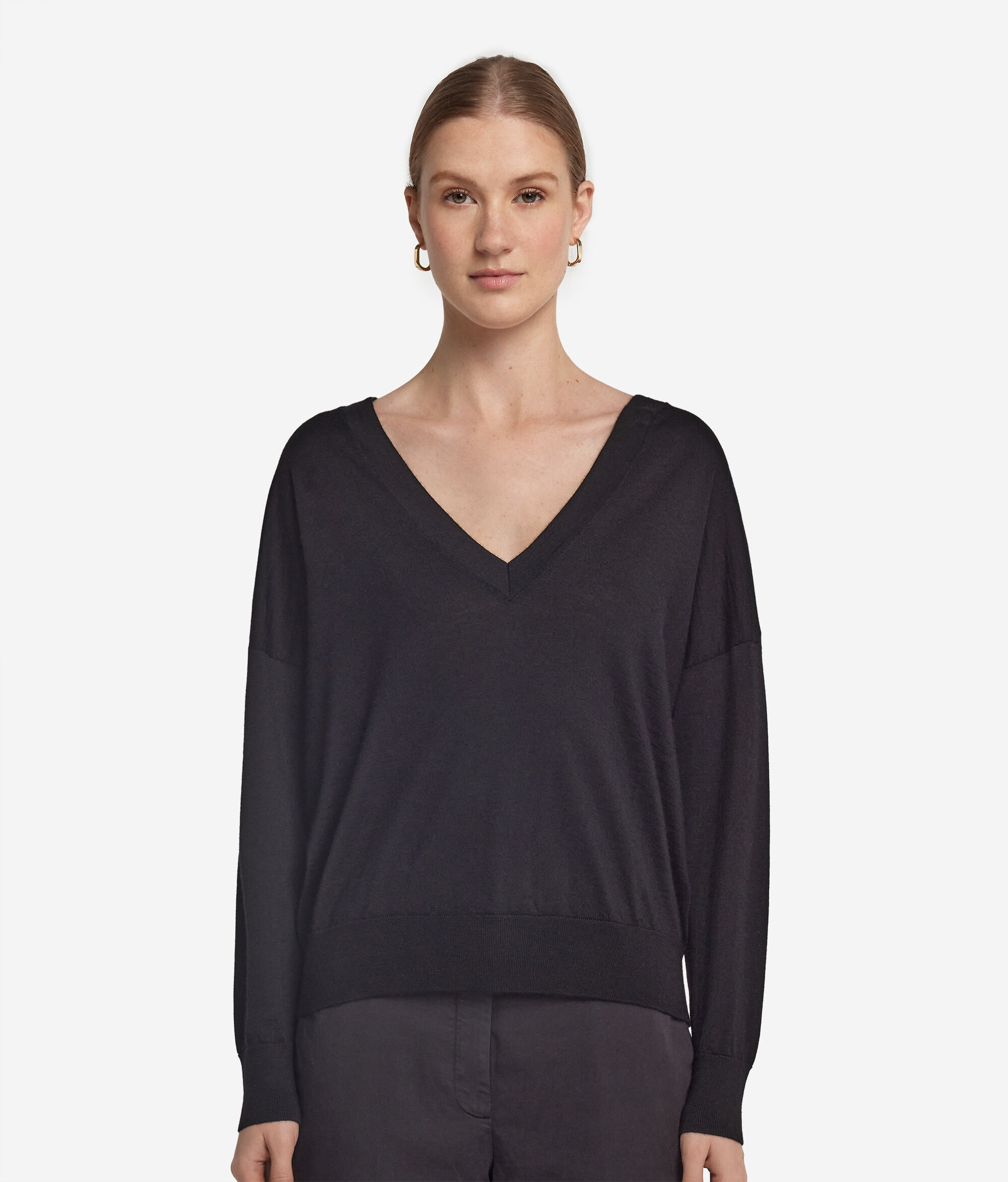 Jersei amb doble escot en punta de Cashmere Ultrafine