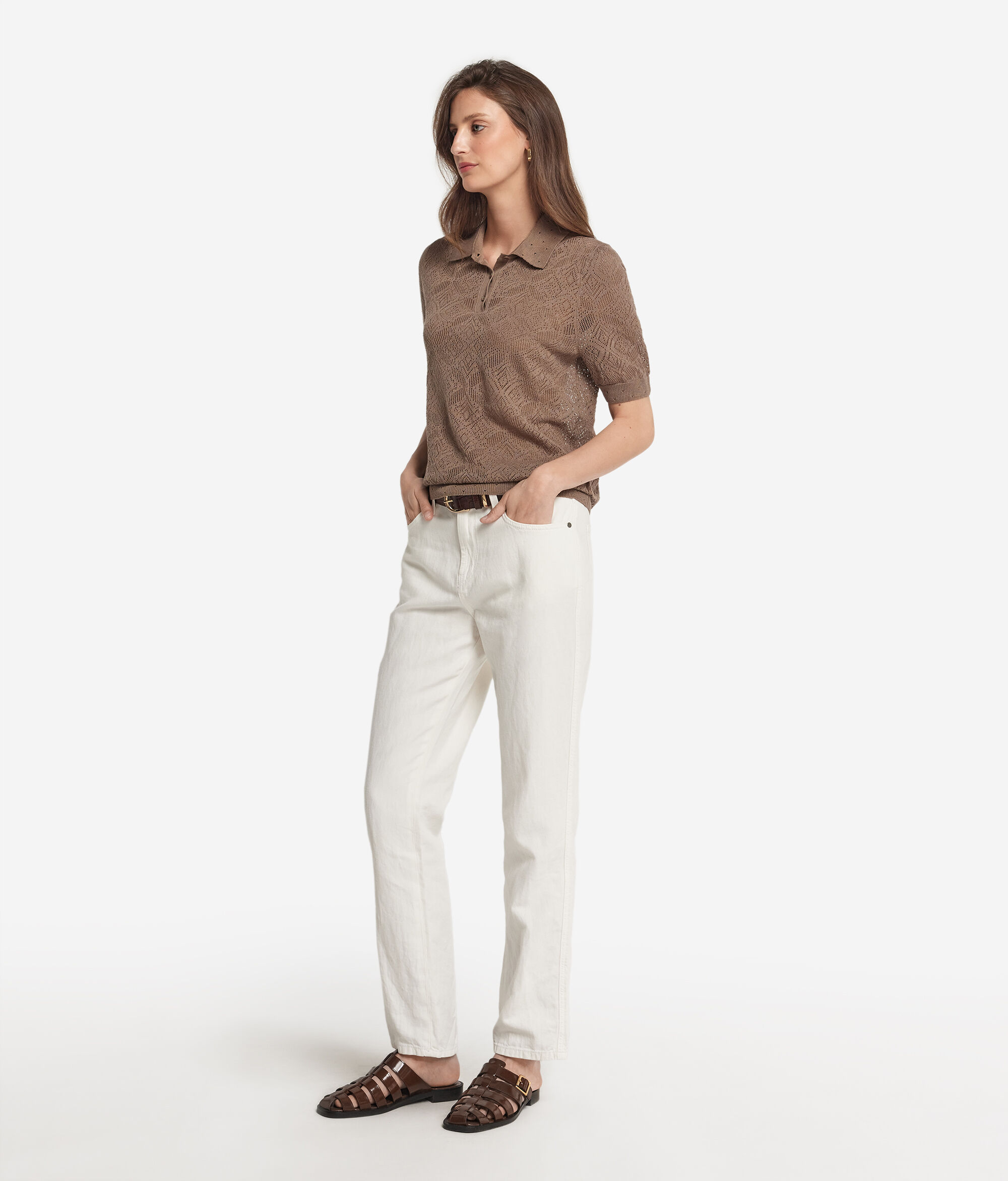 Polo ajouré en maille dentelle