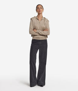 Polo a manica lunga in Cashmere Ultrafine - NUDE