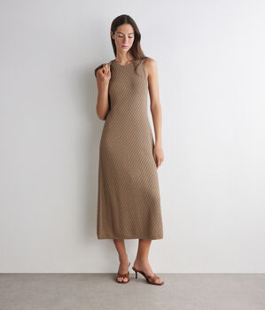 Robe en maille &agrave; losanges ajour&eacute;e