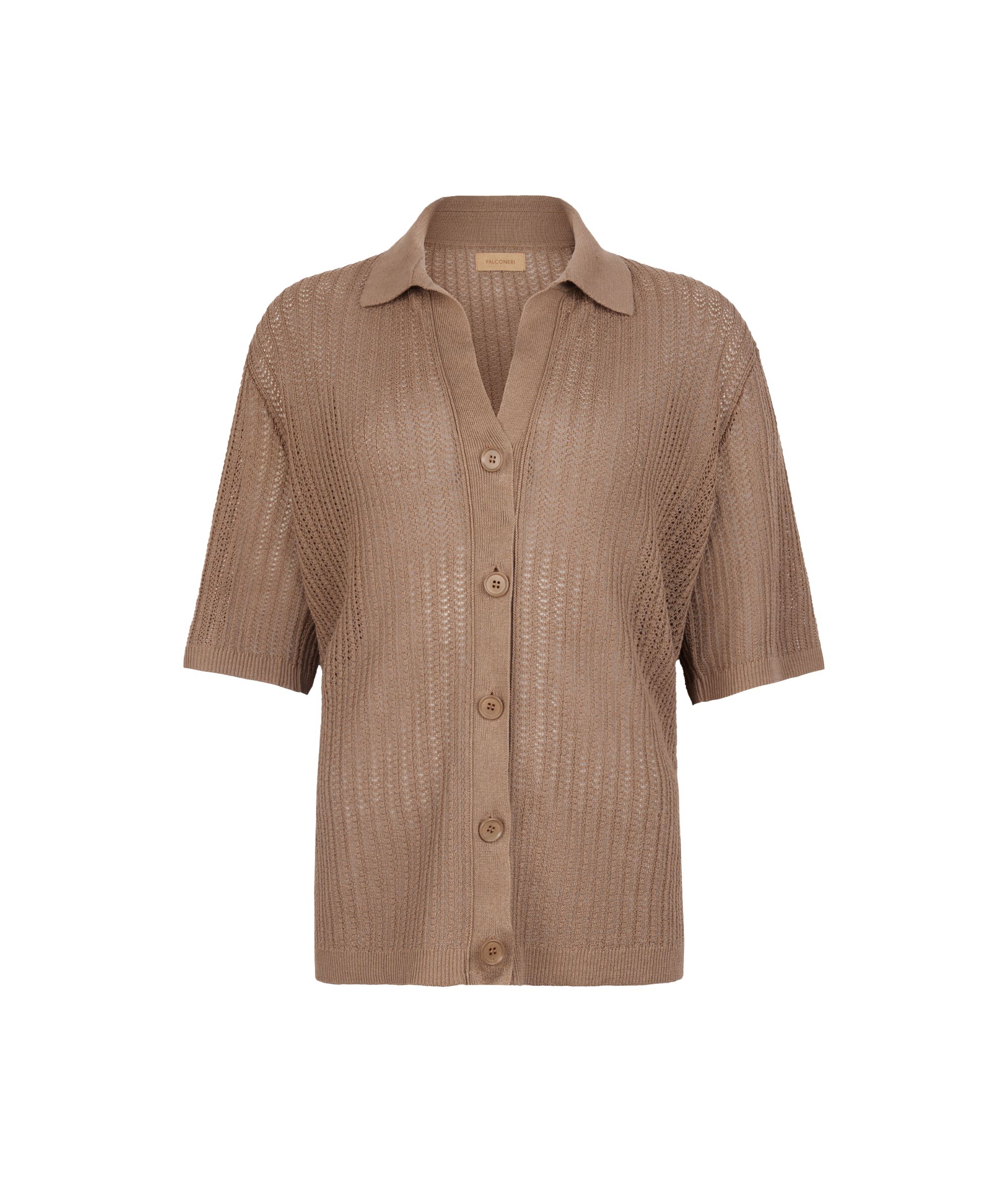 Chemise côtelée ajourée en coton