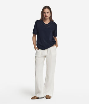 Cotton T-shirt with Macramé Inserts