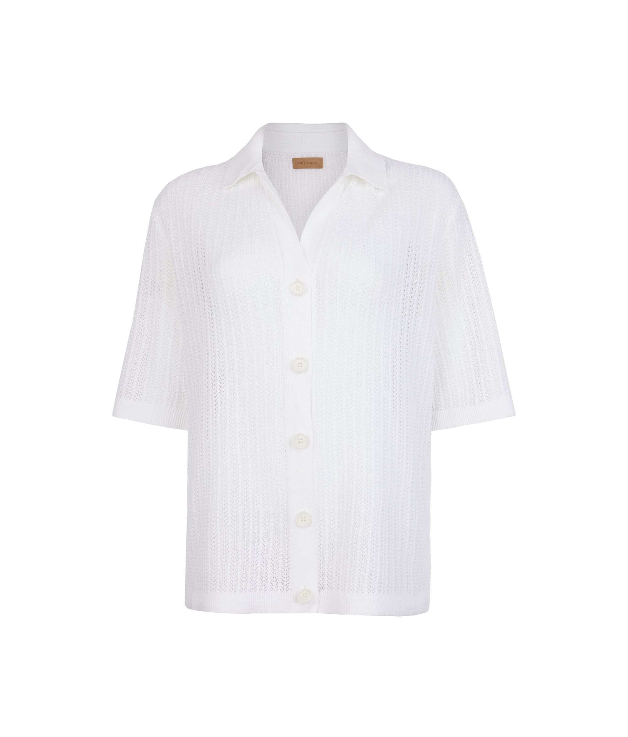 Chemise côtelée ajourée en coton