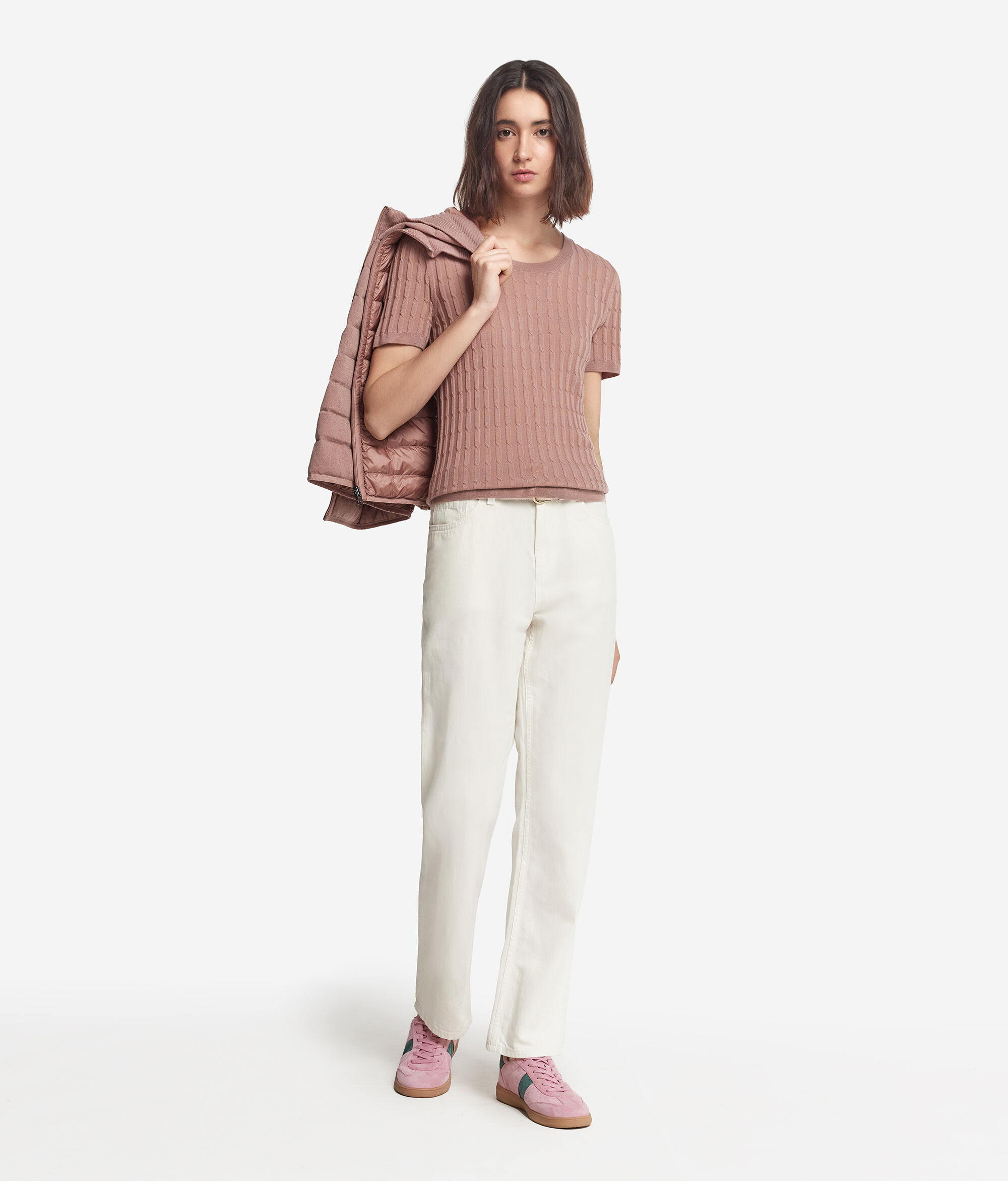 Camiseta con detalle de ochos en cashmere ultrafine