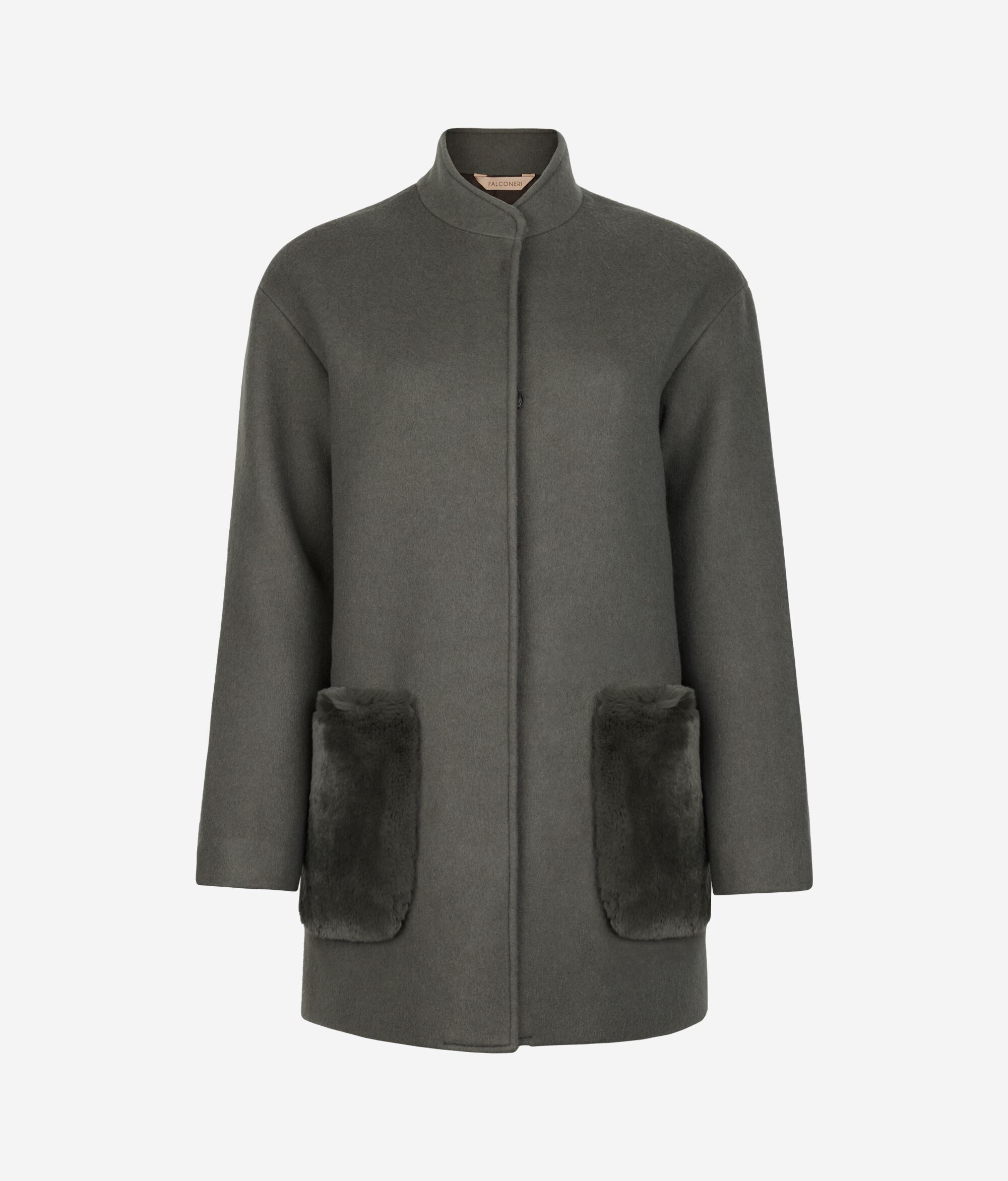 Пальто из кашемира с меховыми карманами