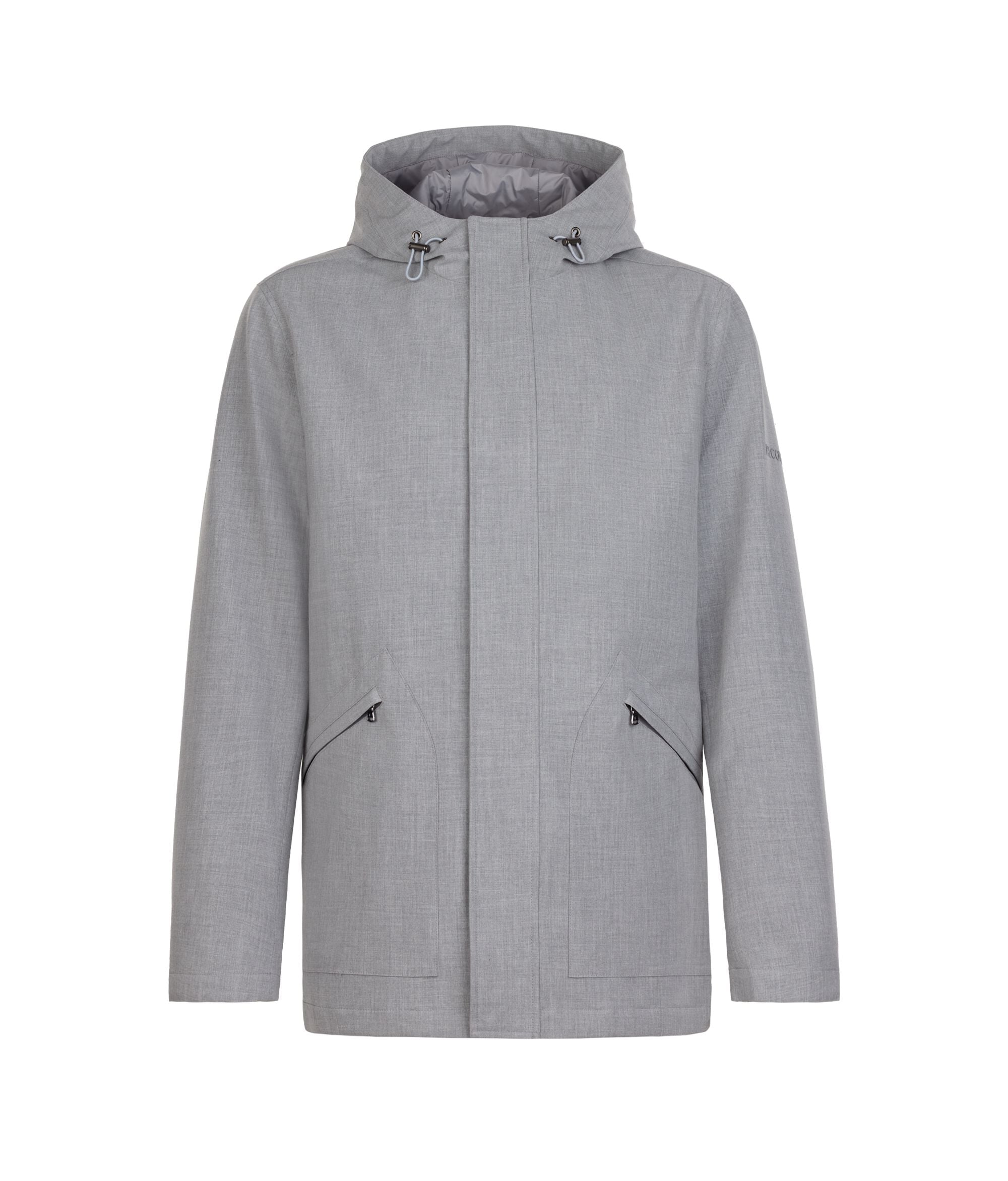 Hooded jacket in technical fabric with cashmere
