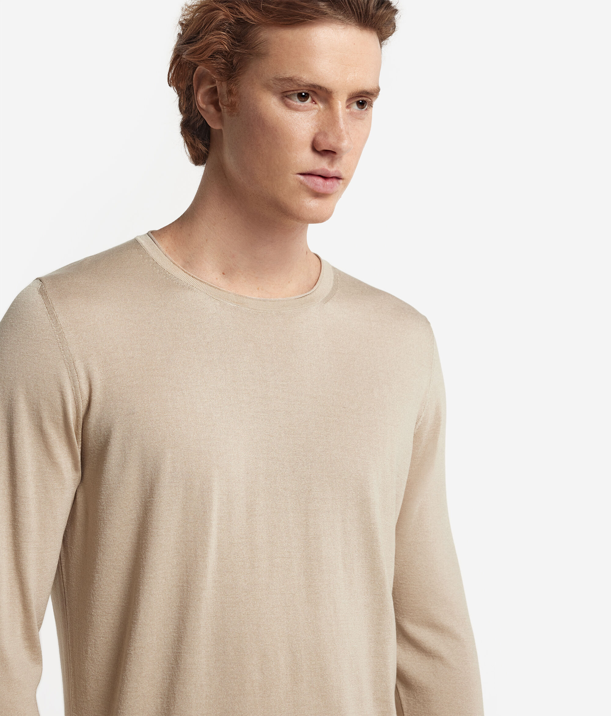 Round-Neck Silk and Cotton Jumper