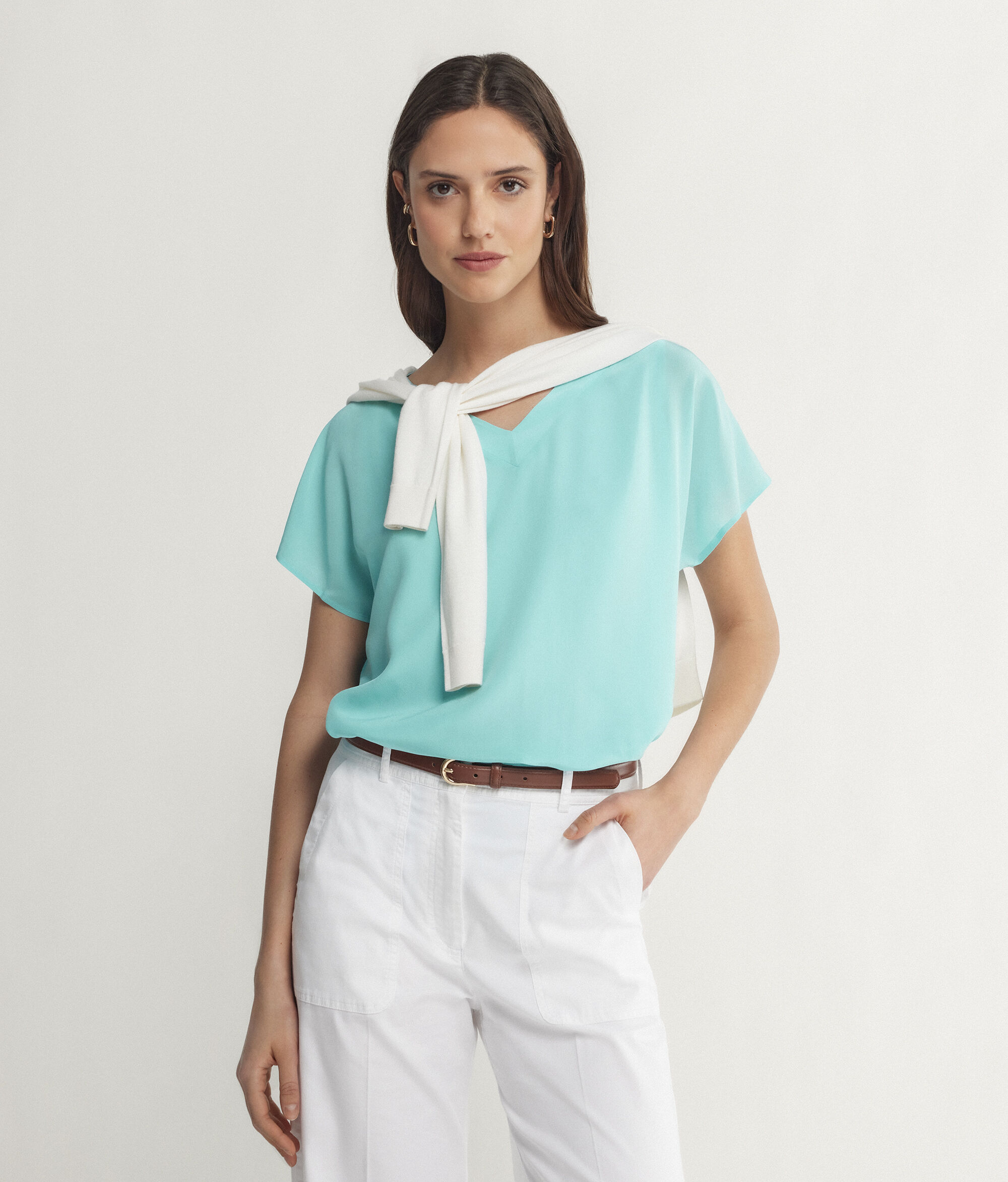 T-Shirt Seta Scollo V Kimono