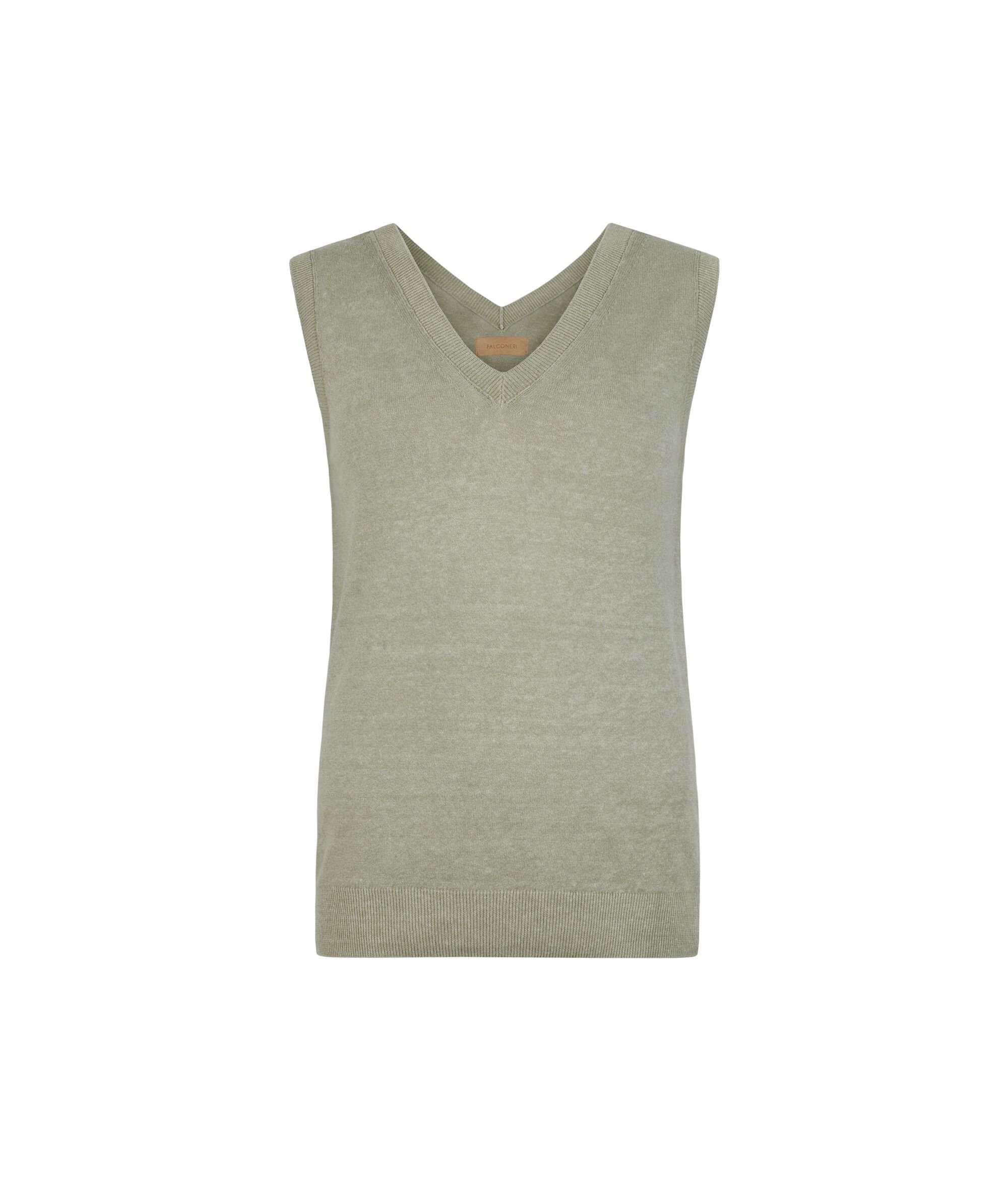 Tanktop mit V-Ausschnitt aus Leinen und Baumwolle