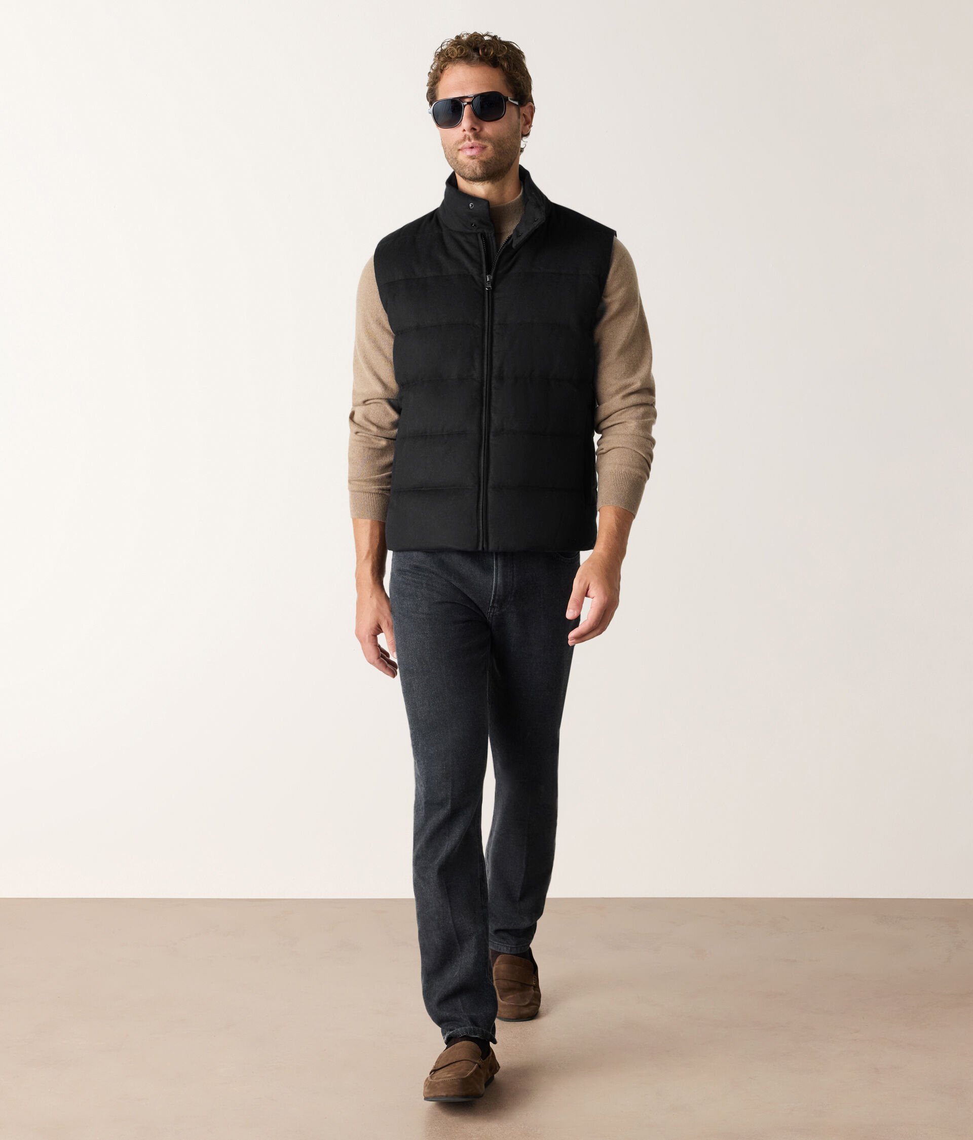 Cashmere and silk down vest