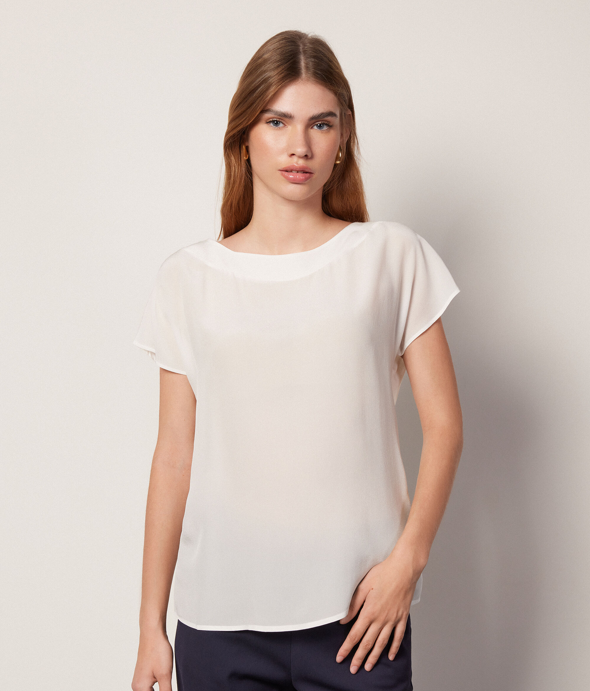 Silk and Modal Boatneck T-shirt