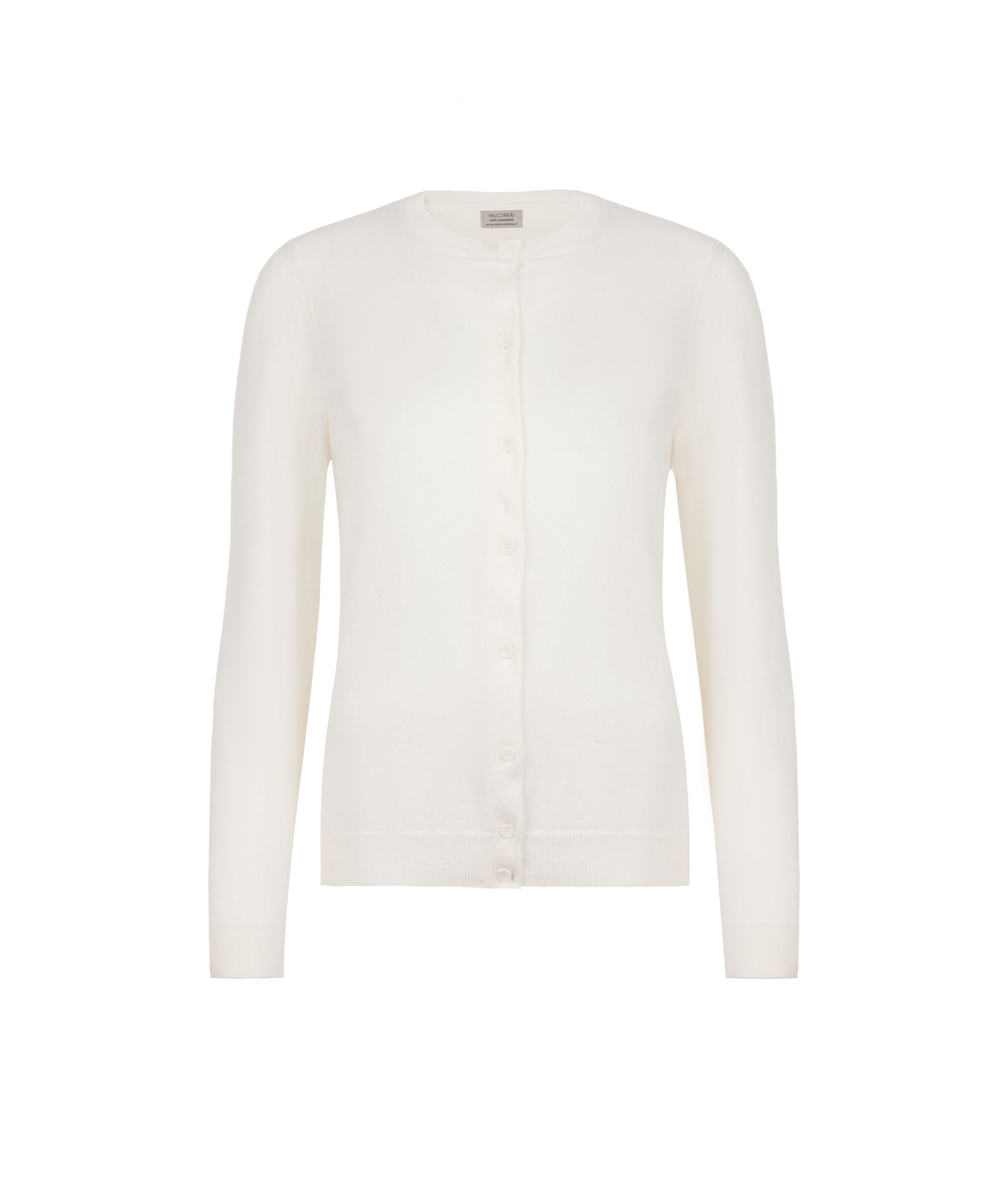 Ultrasoft Cashmere Round-Neck Cardigan Colore White