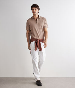 Silk and cotton piqu&eacute; polo shirt