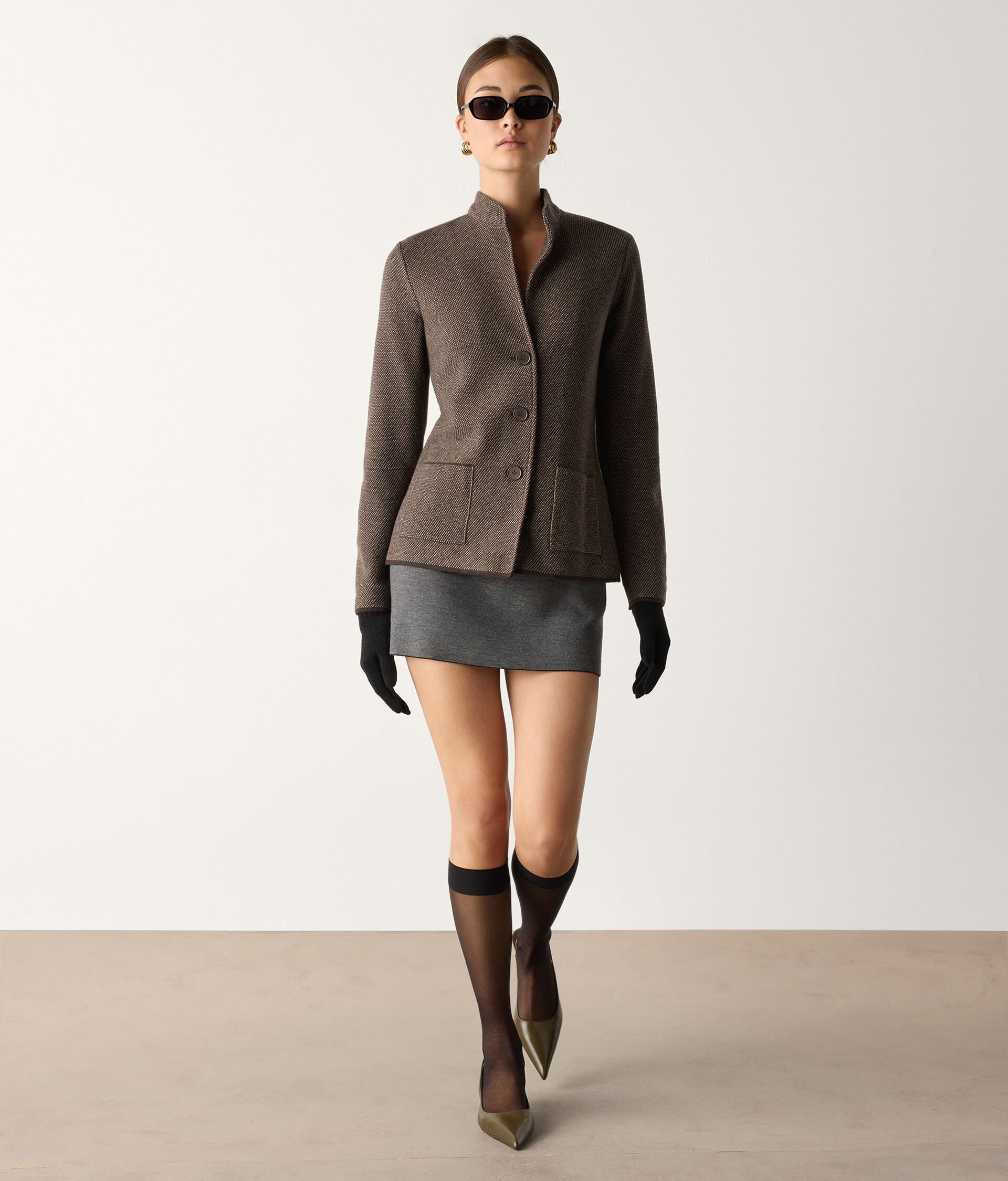 Zweifarbiger Blazer aus Wolle und Kaschmir