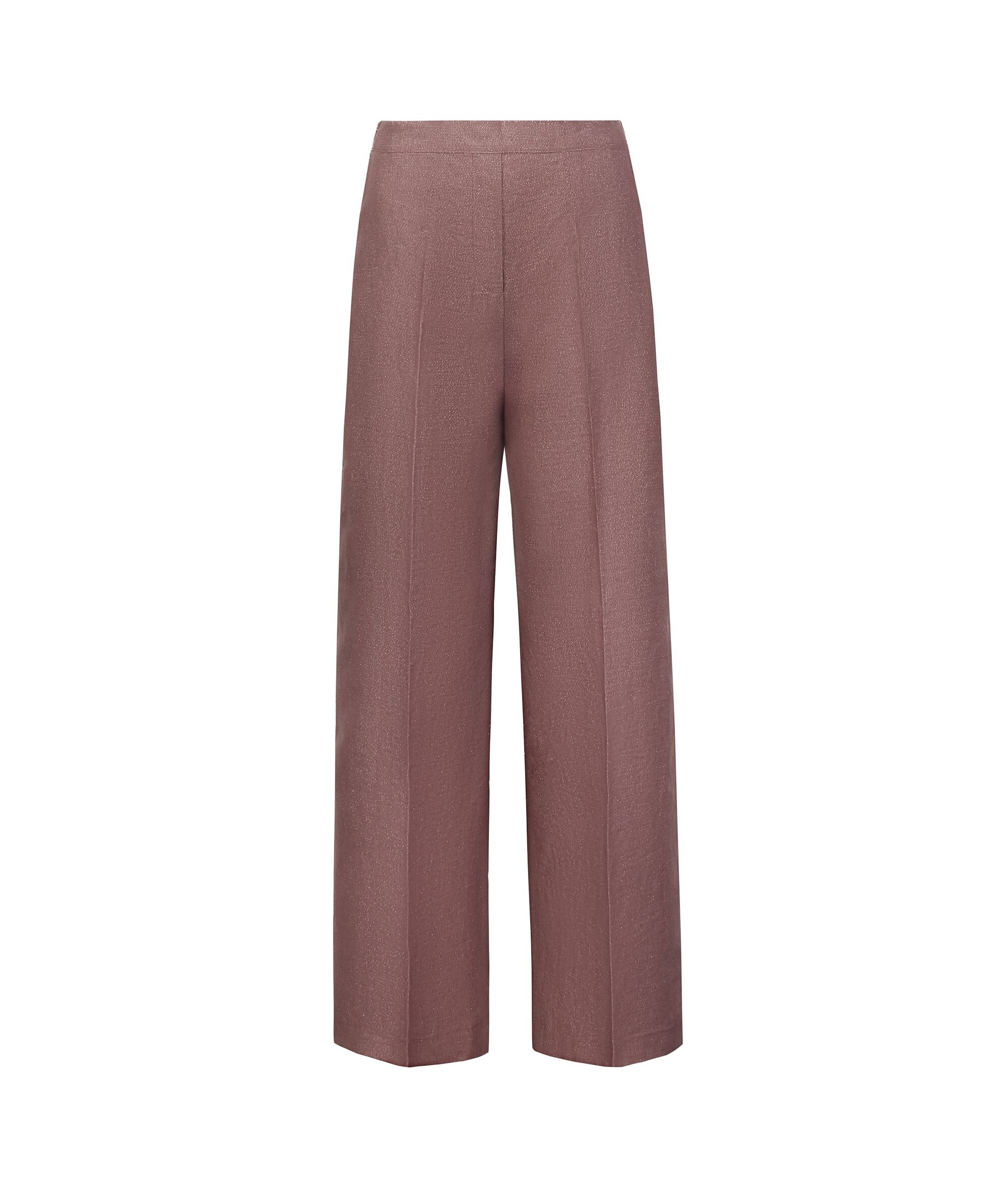 ラメ リネン ストレートレッグパンツ