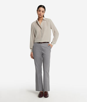 Pantalon trompette en tissu de coton