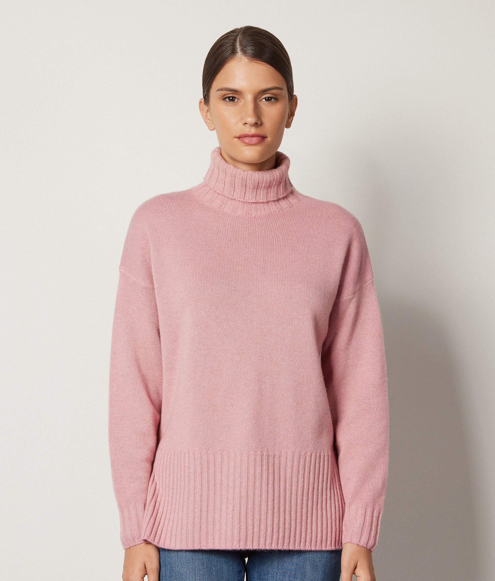 Jersey maxi de cuello vuelto de cashmere ultrasoft