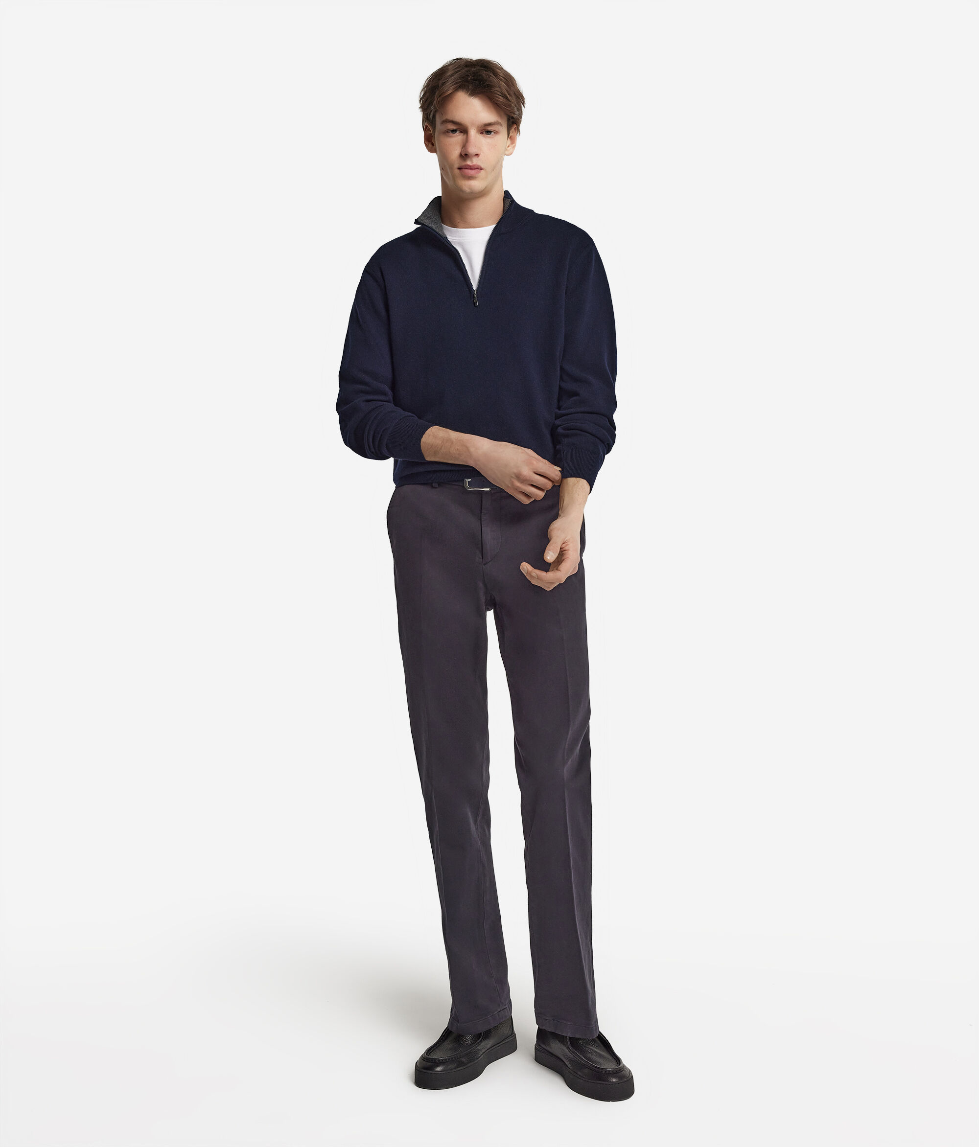 Ultrasoft Cashmere High Collar, Half Zipper Sweater | Falconeri