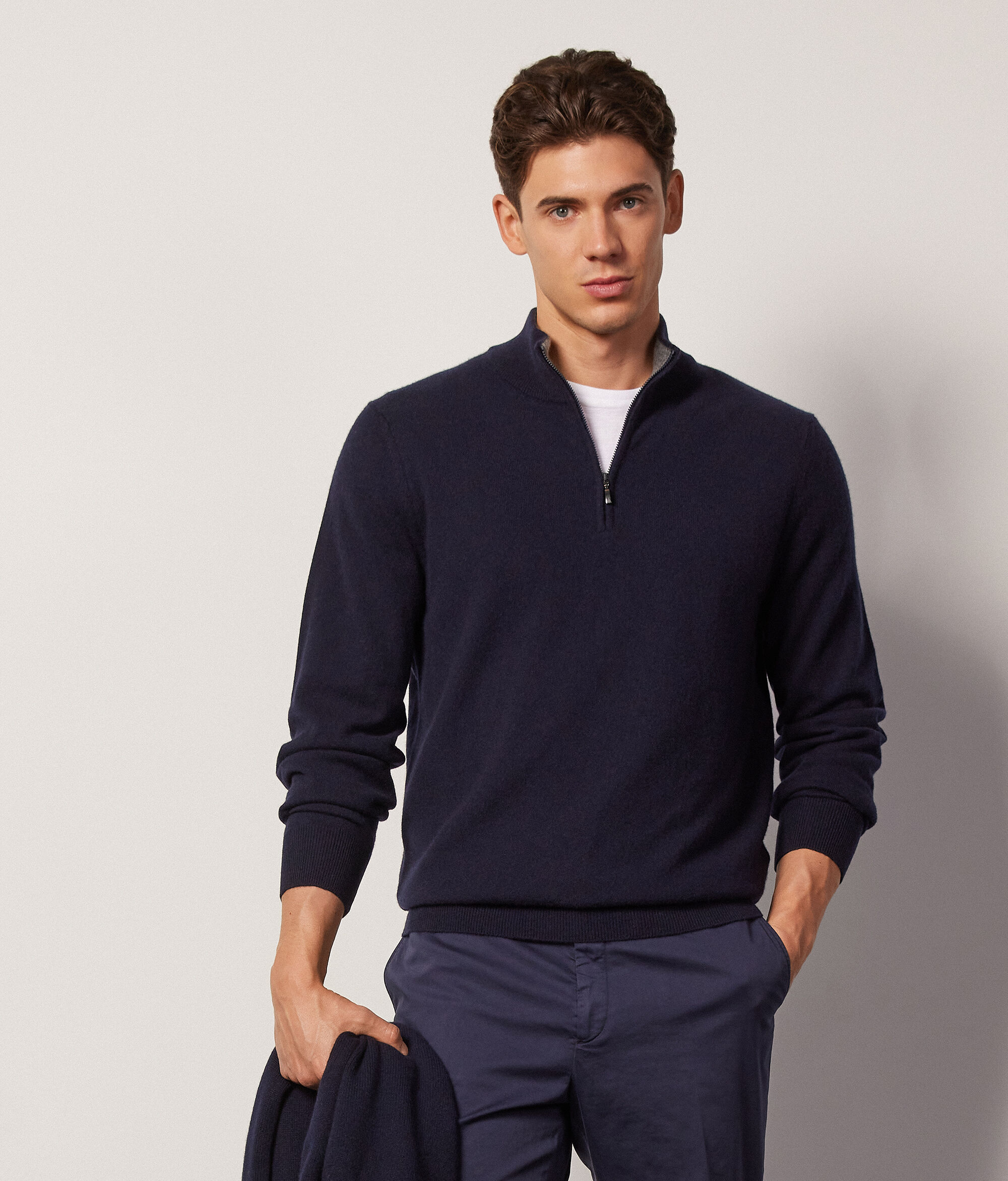 Ultrasoft Cashmere High Collar, Half Zipper Sweater