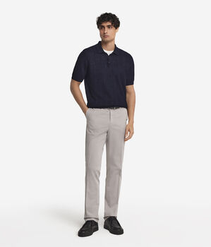 Kurzarm-Poloshirt mit Zopf- und Knötchenmuster