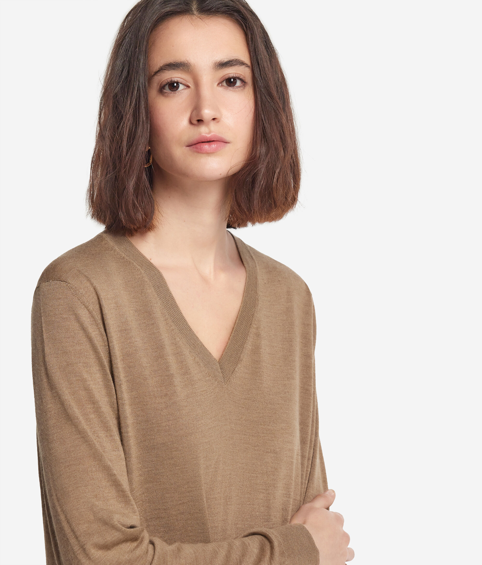Pull à col V en cachemire ultra-fin