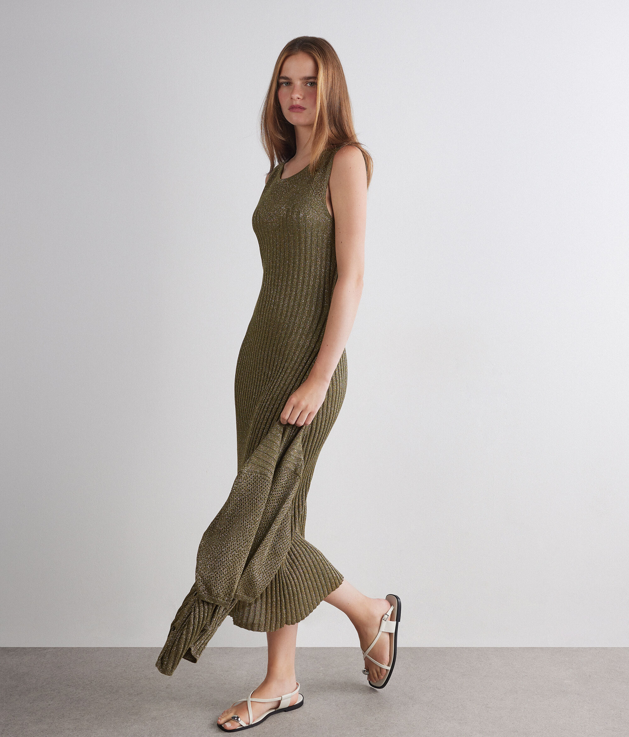 Lamé openwork bodice dress
