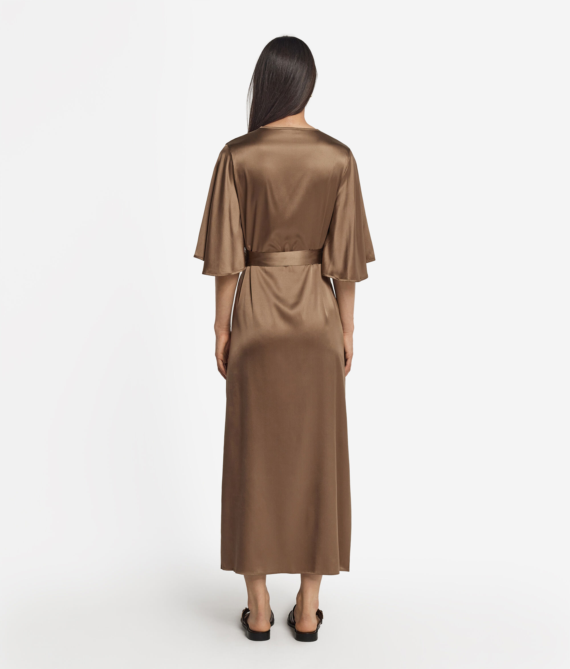silk wrap dress Pure silk wrap dress in olive 34
