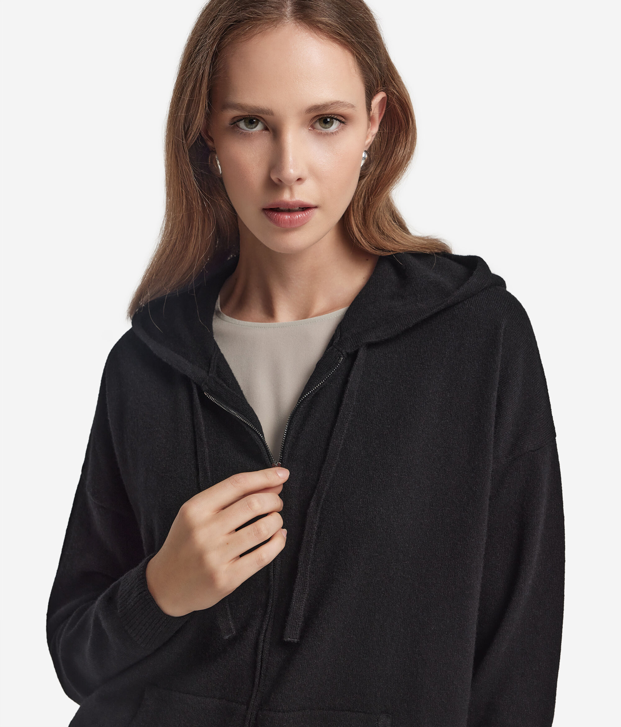 Felpa in Cashmere Ultrasoft con Cappuccio