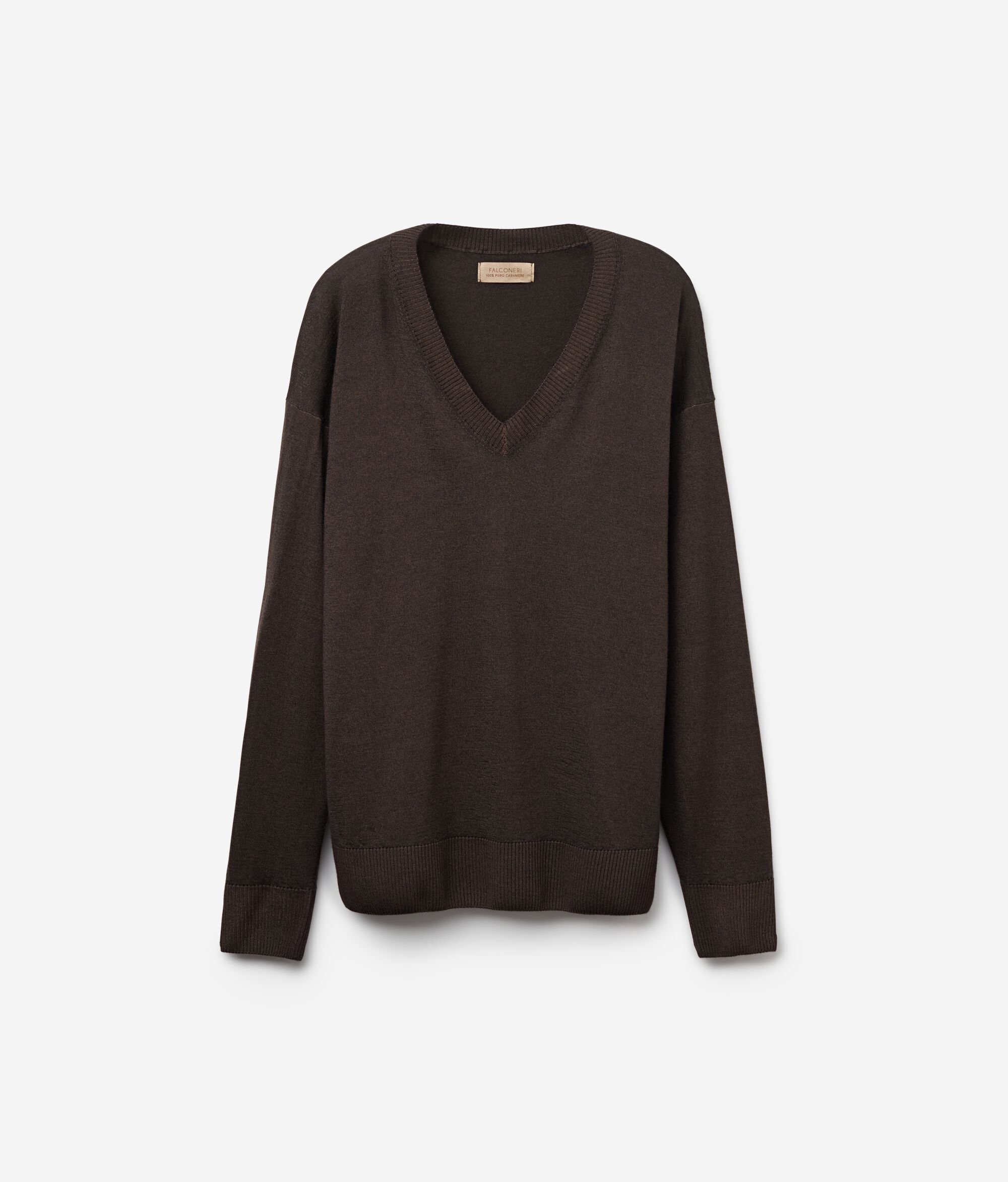 Pullover mit V-Ausschnitt und Schlitzen aus Kaschmir