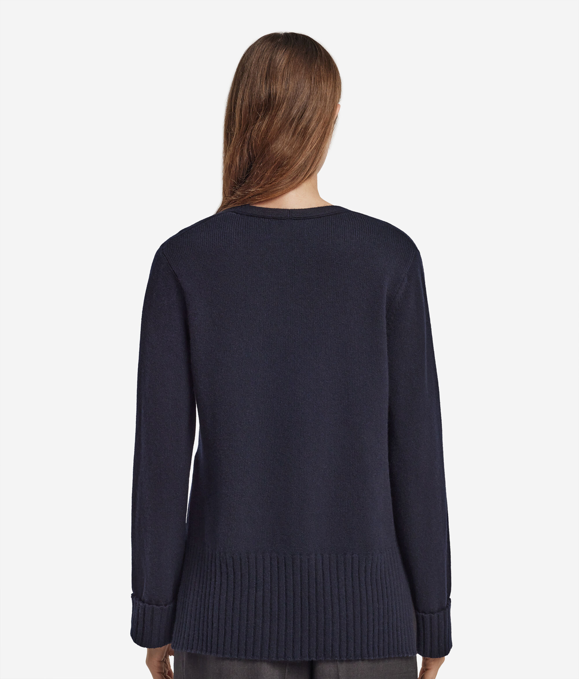 Cardigan Links Scollo a V in Cotone - AZZURRO