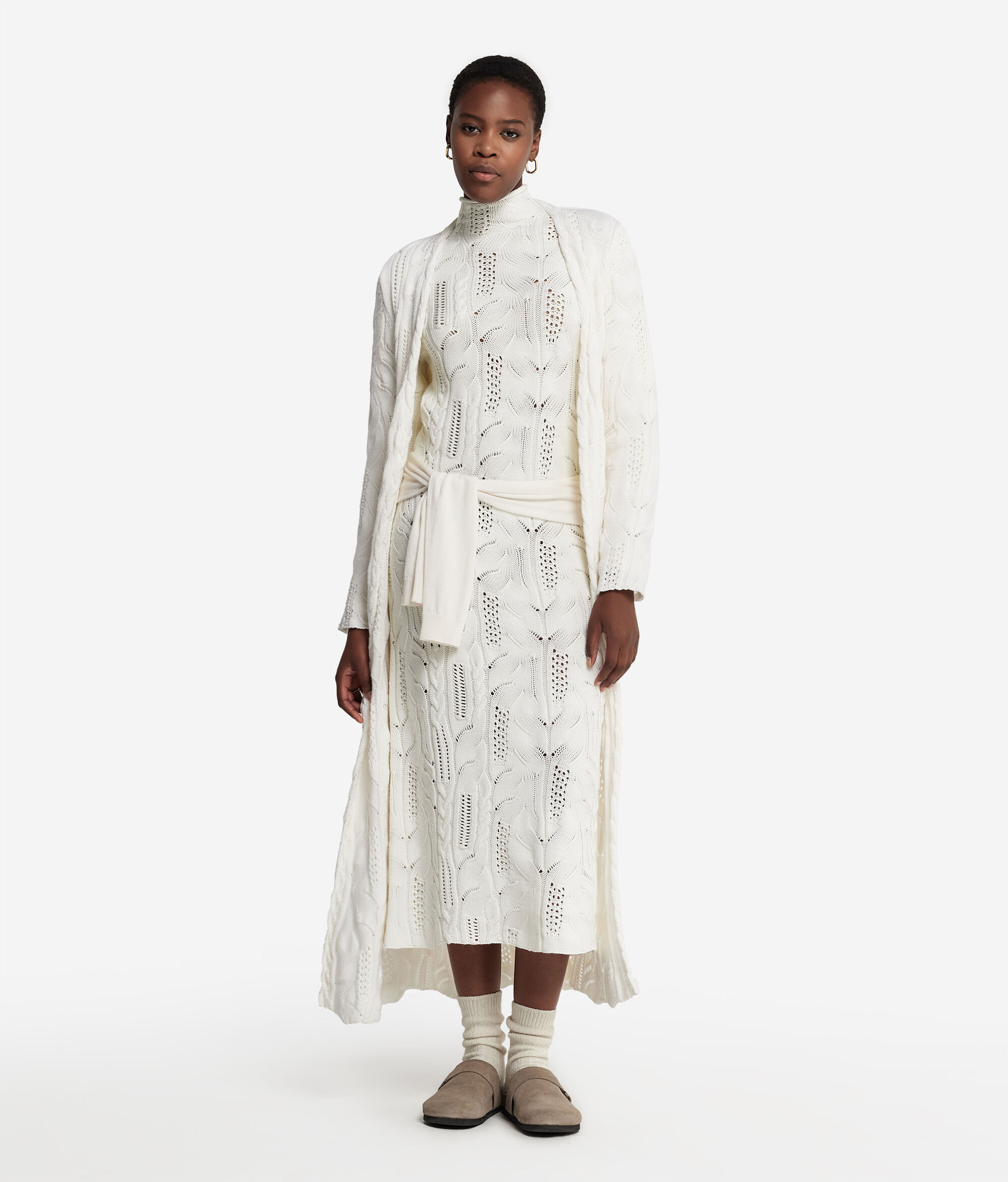 Wool Dress with Cable Pattern