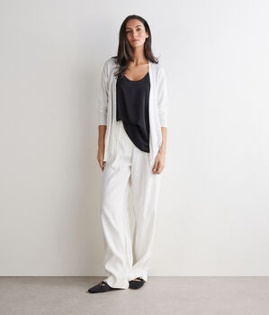 Kardigan z długim rękawem z jedwabiu i bawełny