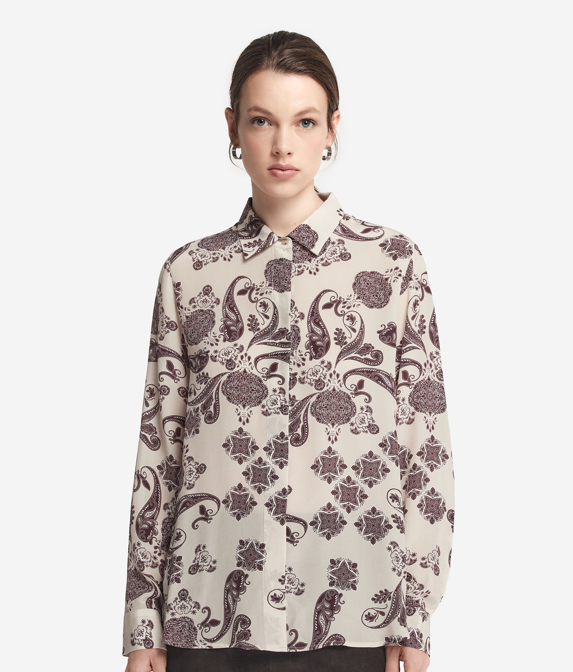 Printed Silk Shirt with Collar