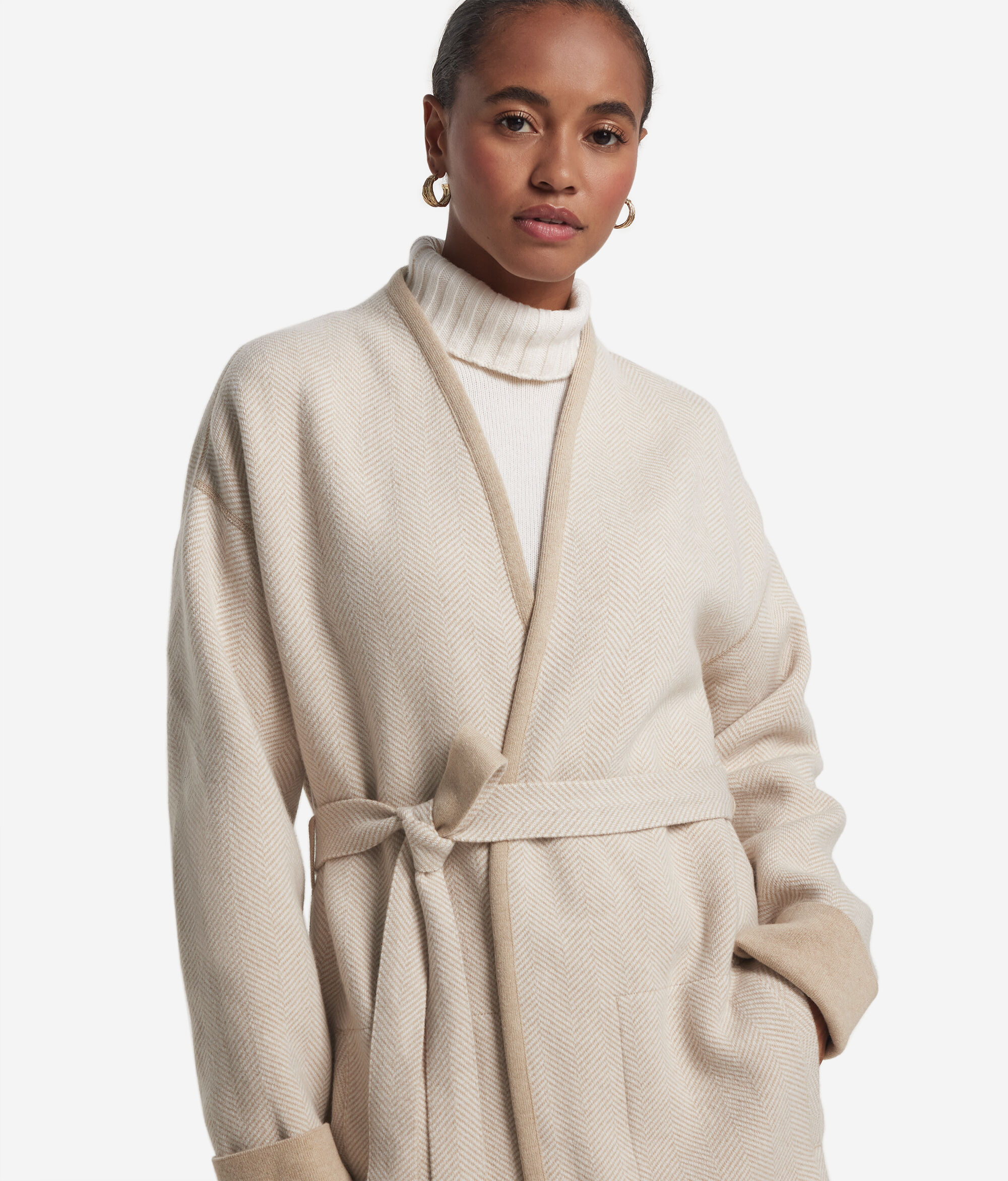 Manteau réversible en cachemire à chevrons
