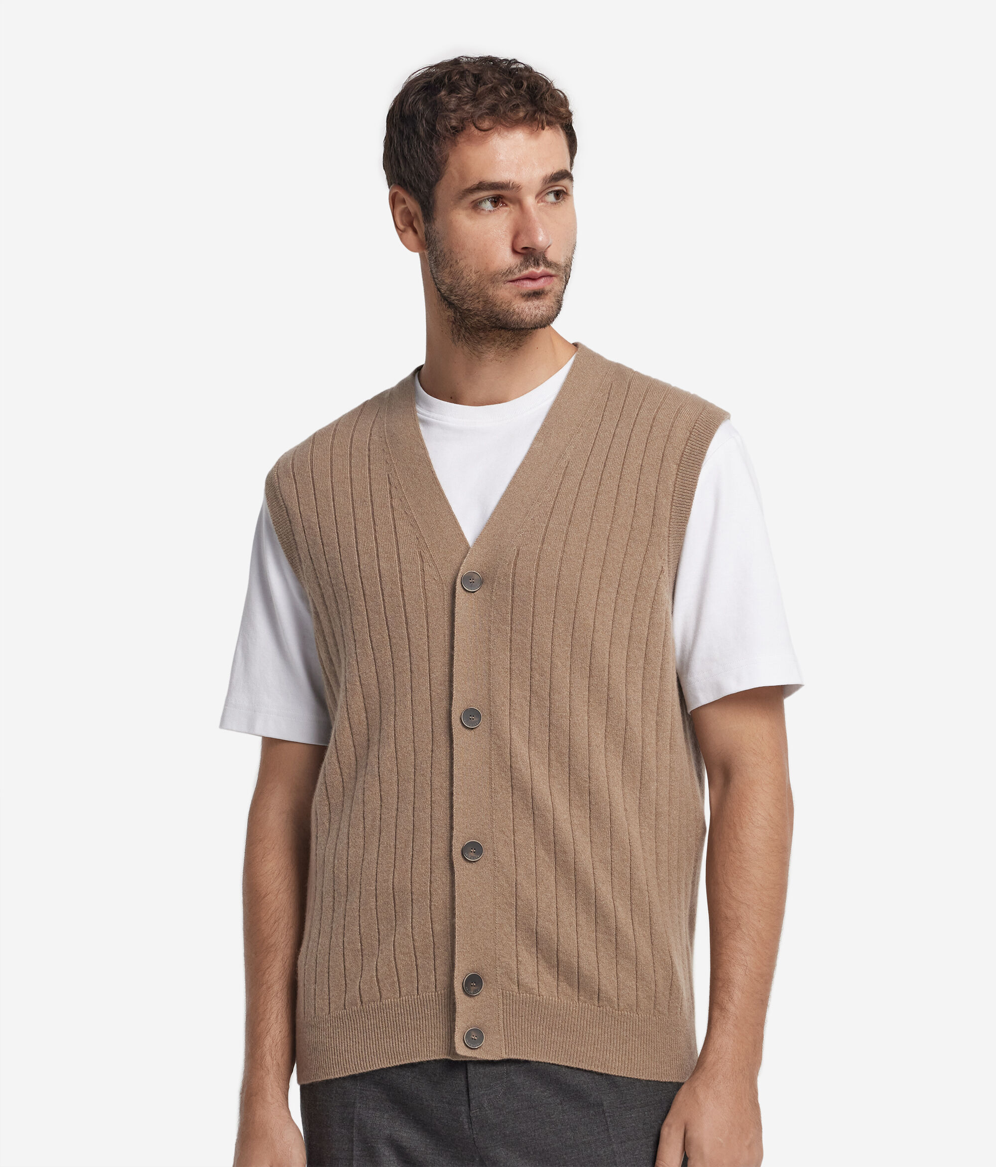 Ribbed Ultrasoft Cashmere waistcoat