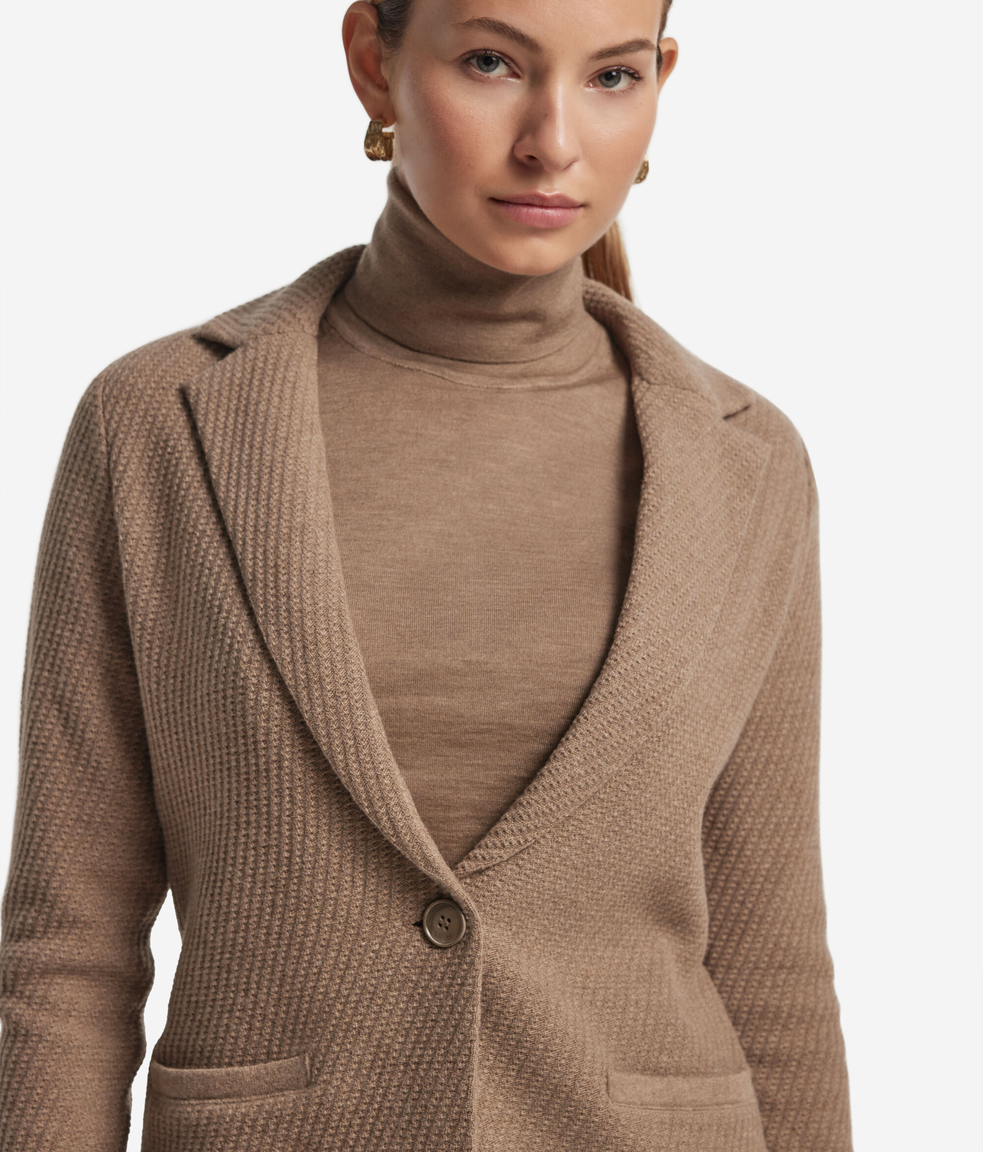 Wool and cashmere jacket with lapels