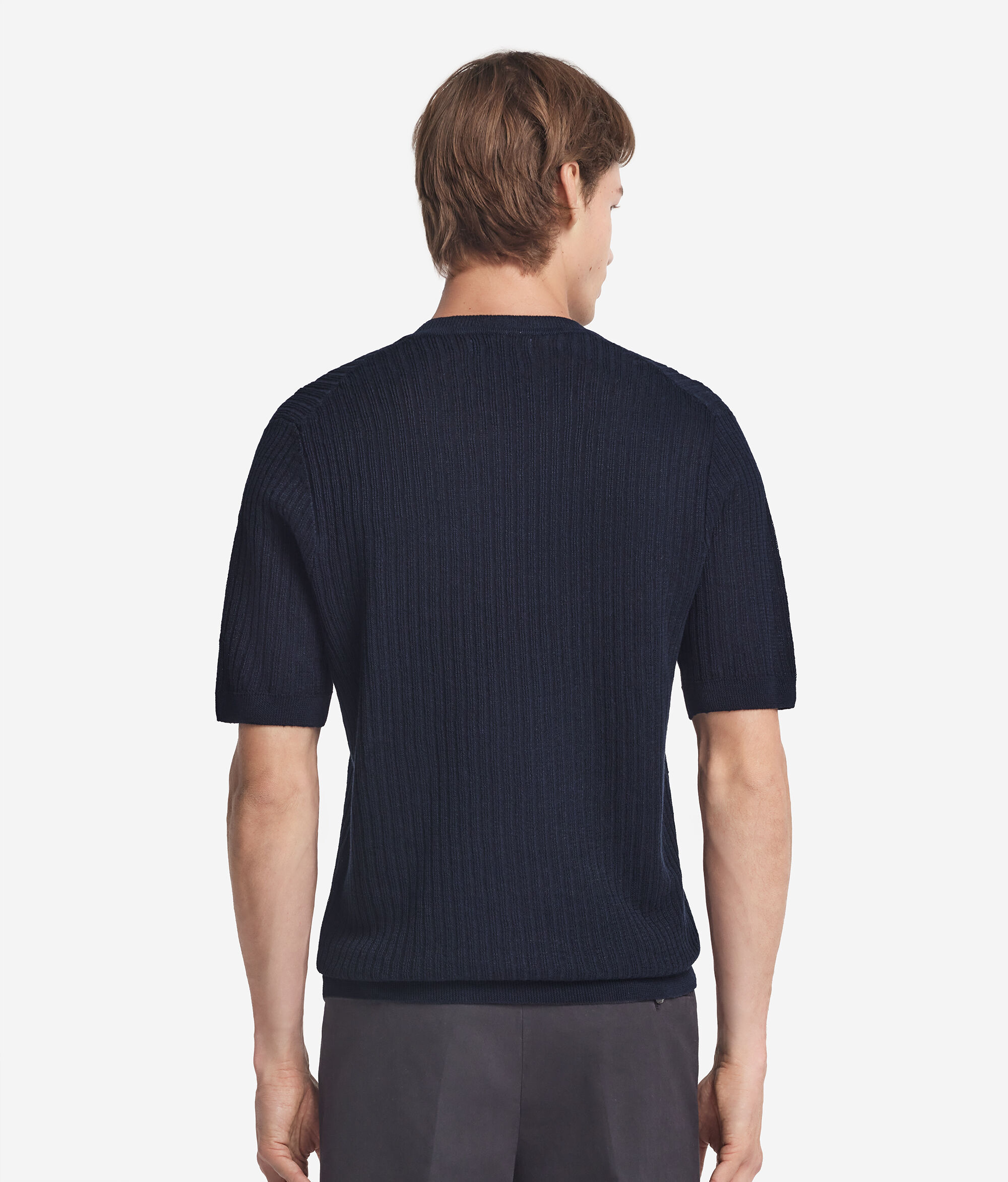 Ribbed T-Shirt with Short Sleeves