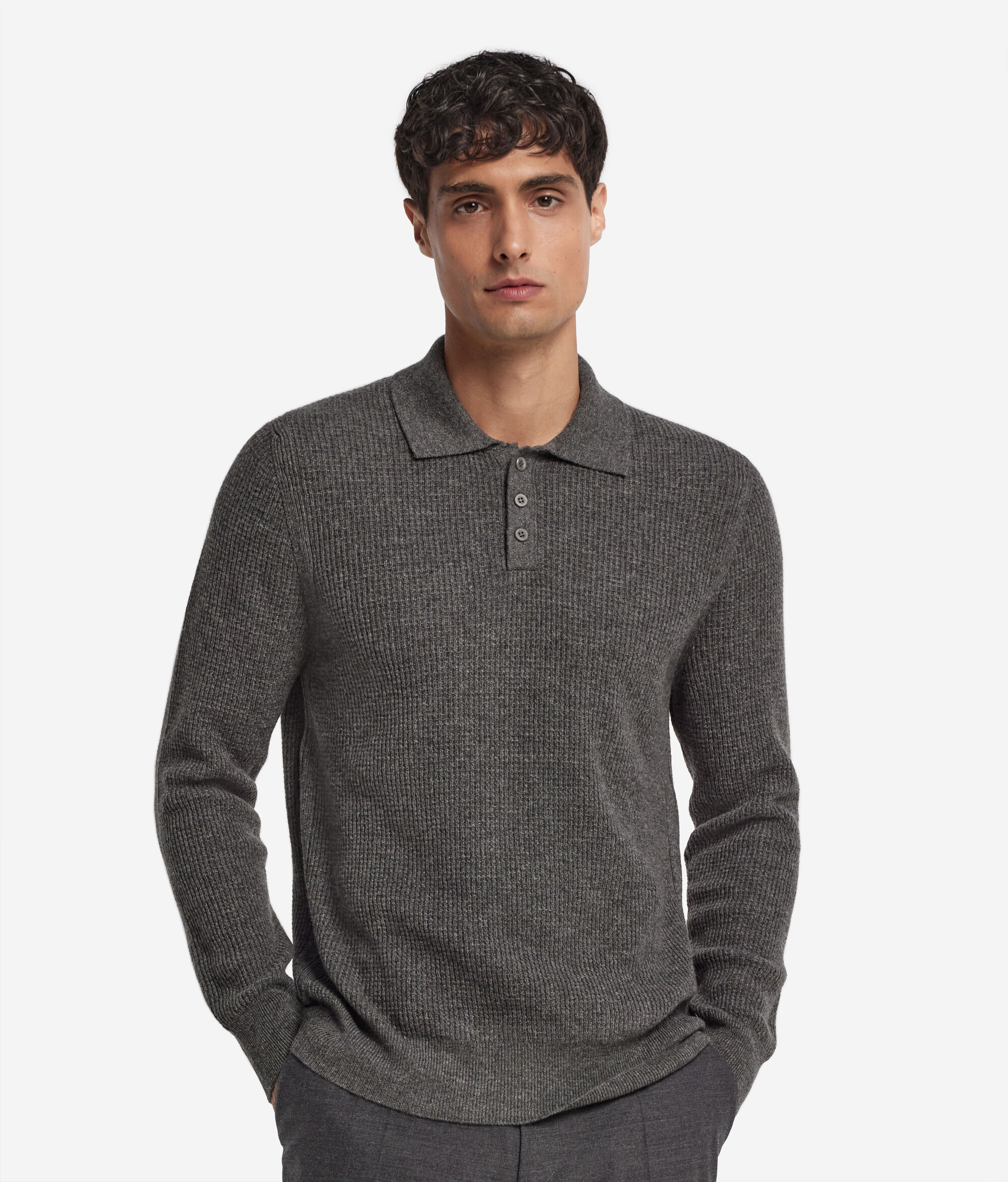 Polo gaufré en cachemire ultra-doux