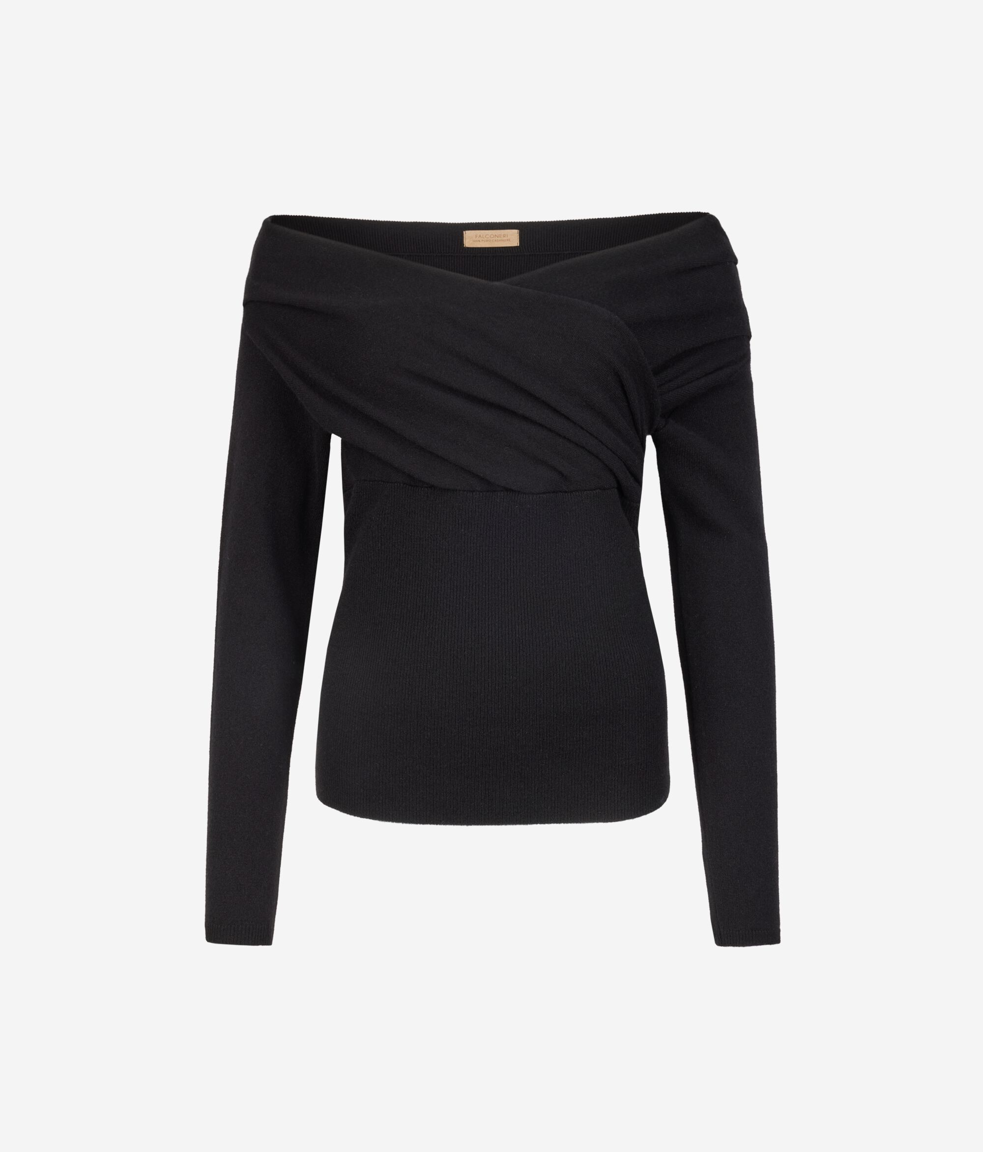 Jersey con cuello cruzado en cashmere ultrasoft