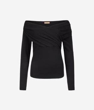 Jersey con cuello cruzado en cashmere ultrasoft