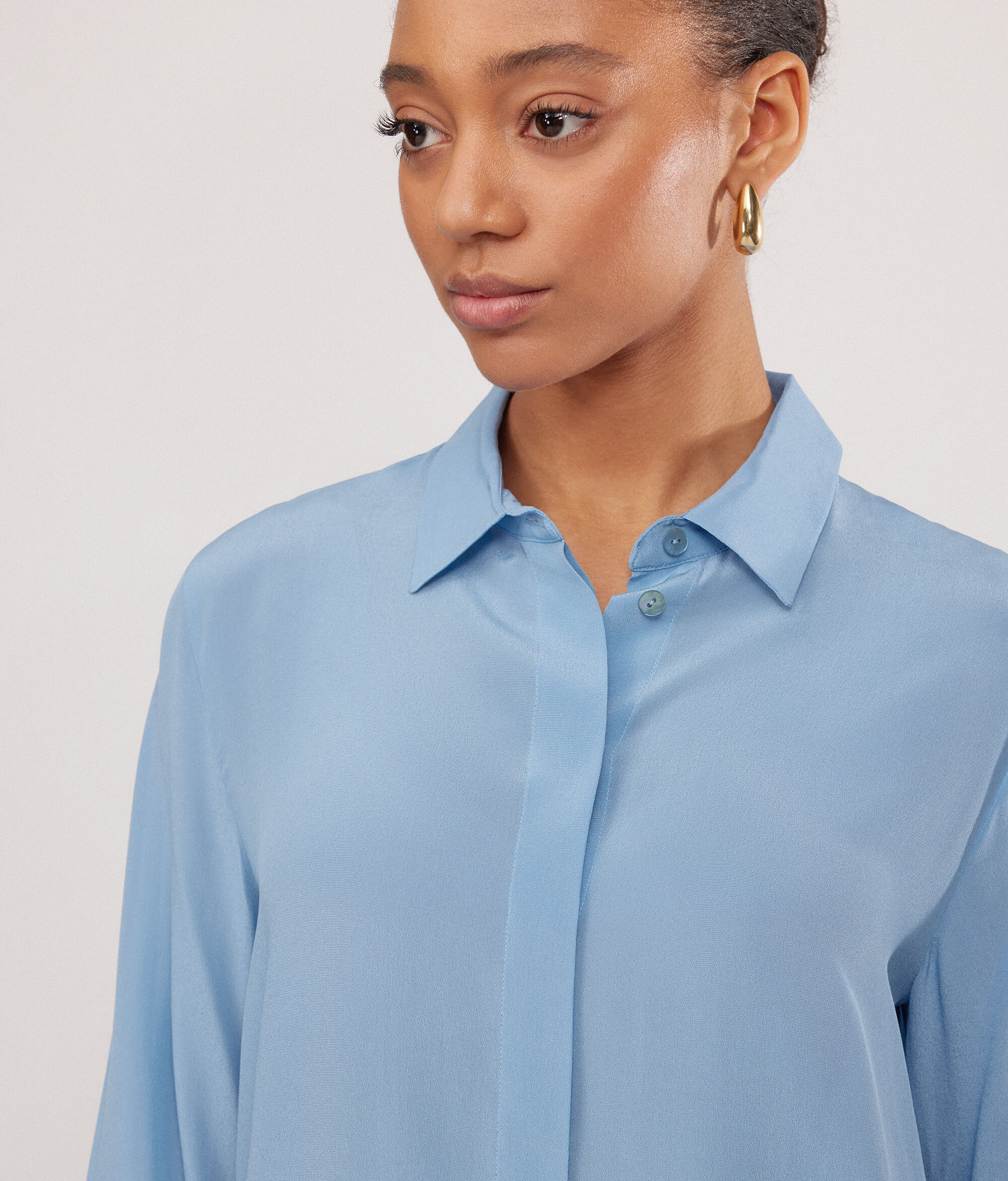 Silk Blouse with Small Collar