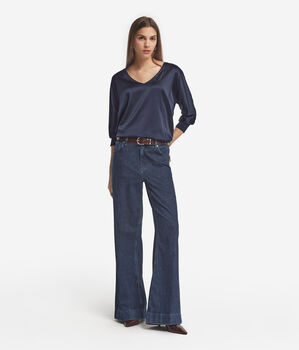 Blouse femme en soie à col en V