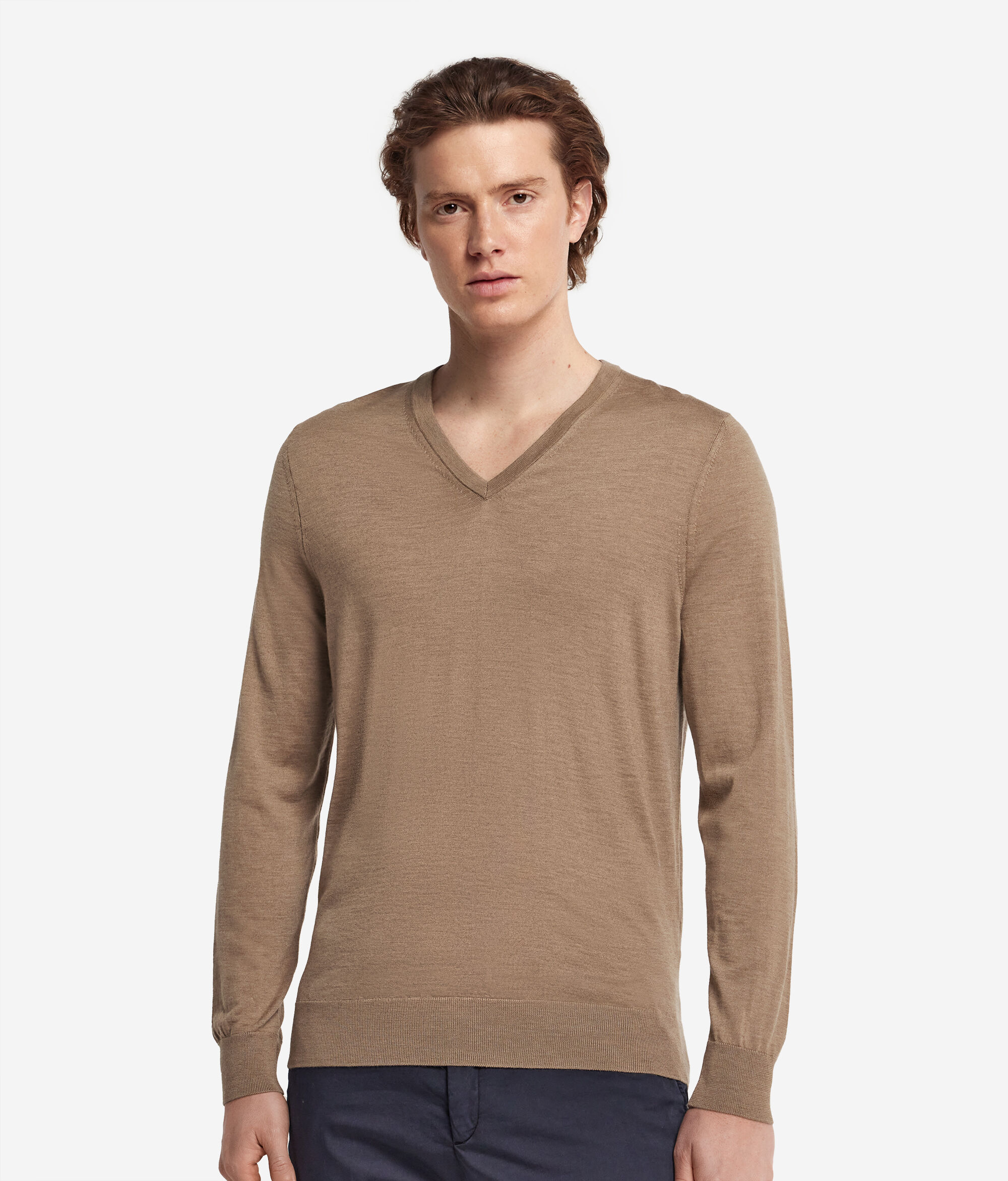 Camisola com Decote em V em Ultrafine Cashmere