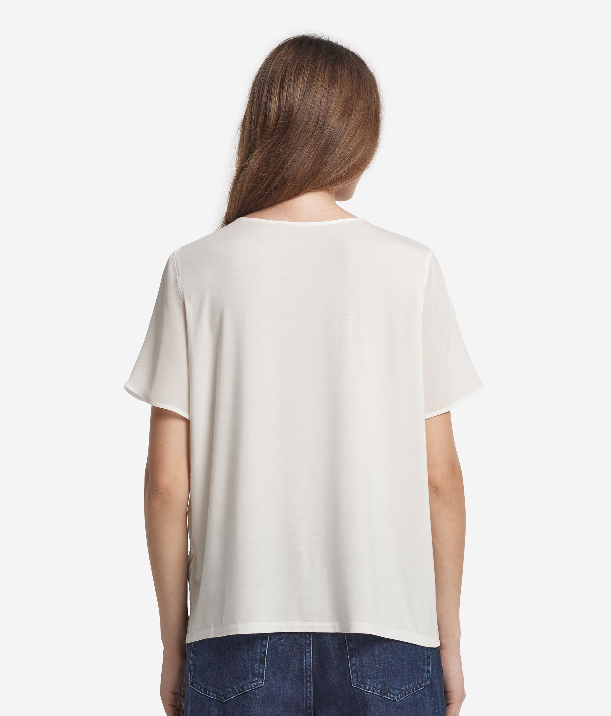Rundhals-T-Shirt aus Seide