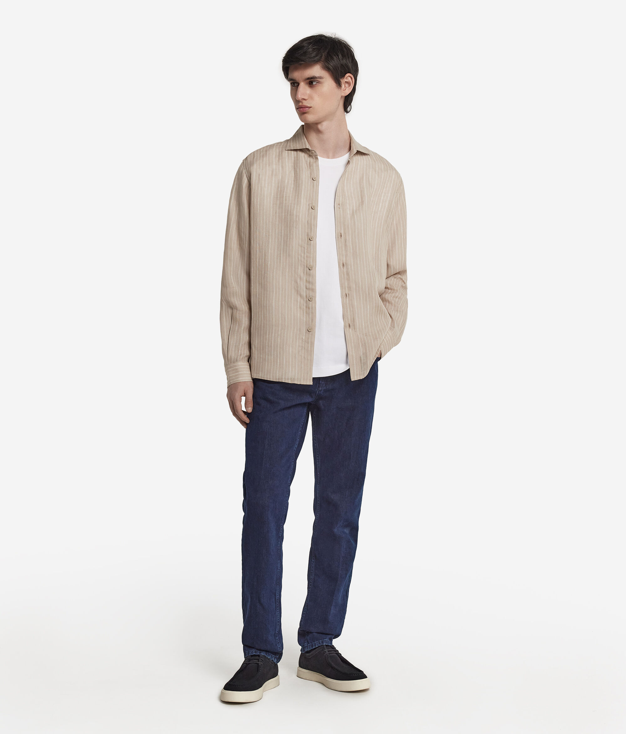 Chemise à fines rayures en lin