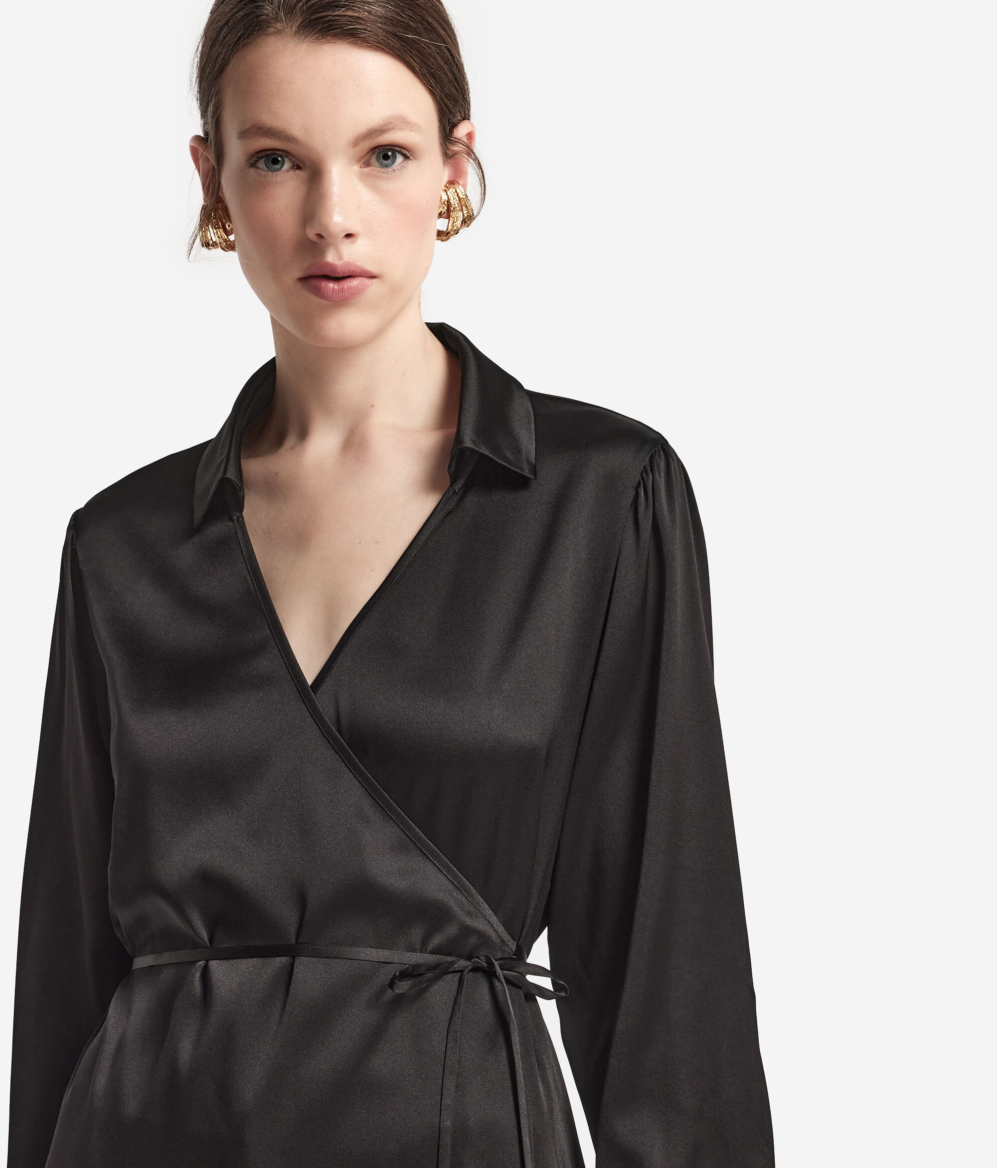 Camicia in Raso Seta con Polsi in Maglia