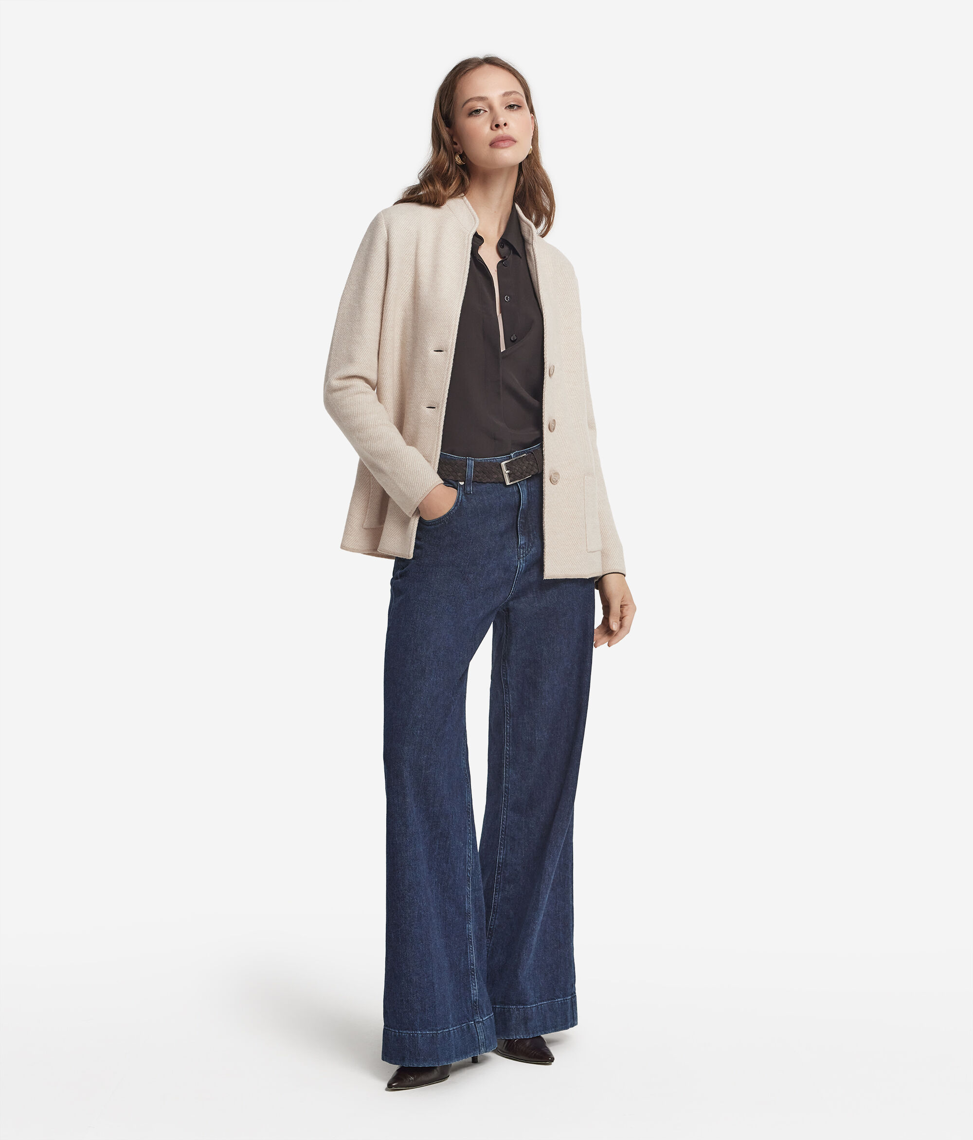 Wool and cashmere two-tone coat