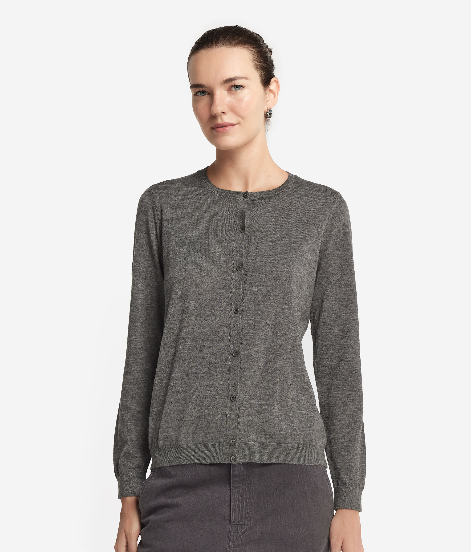 Gilet femme à col rond en cachemire ultra-fin