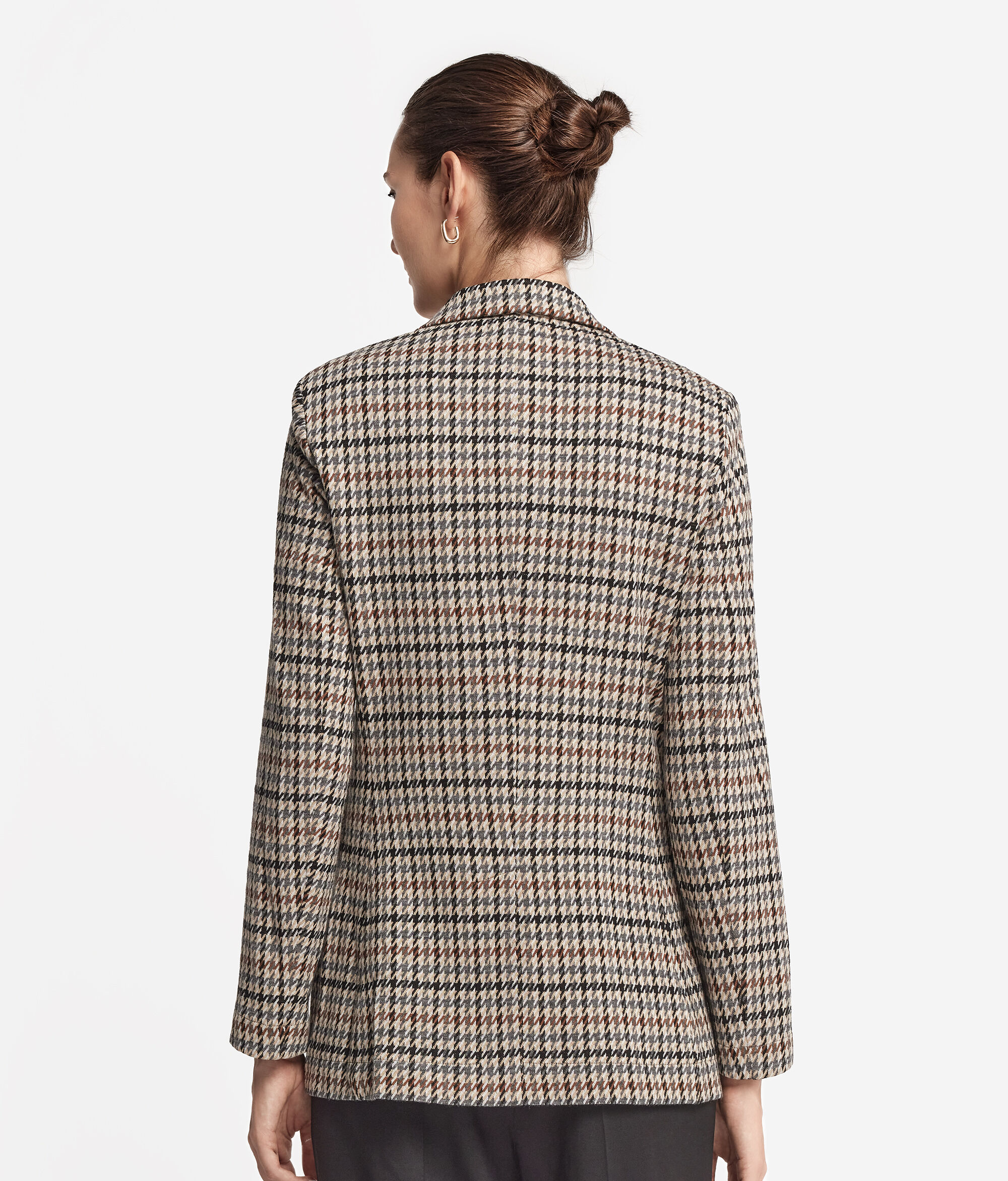 Veste pied-de-poule en coton et laine