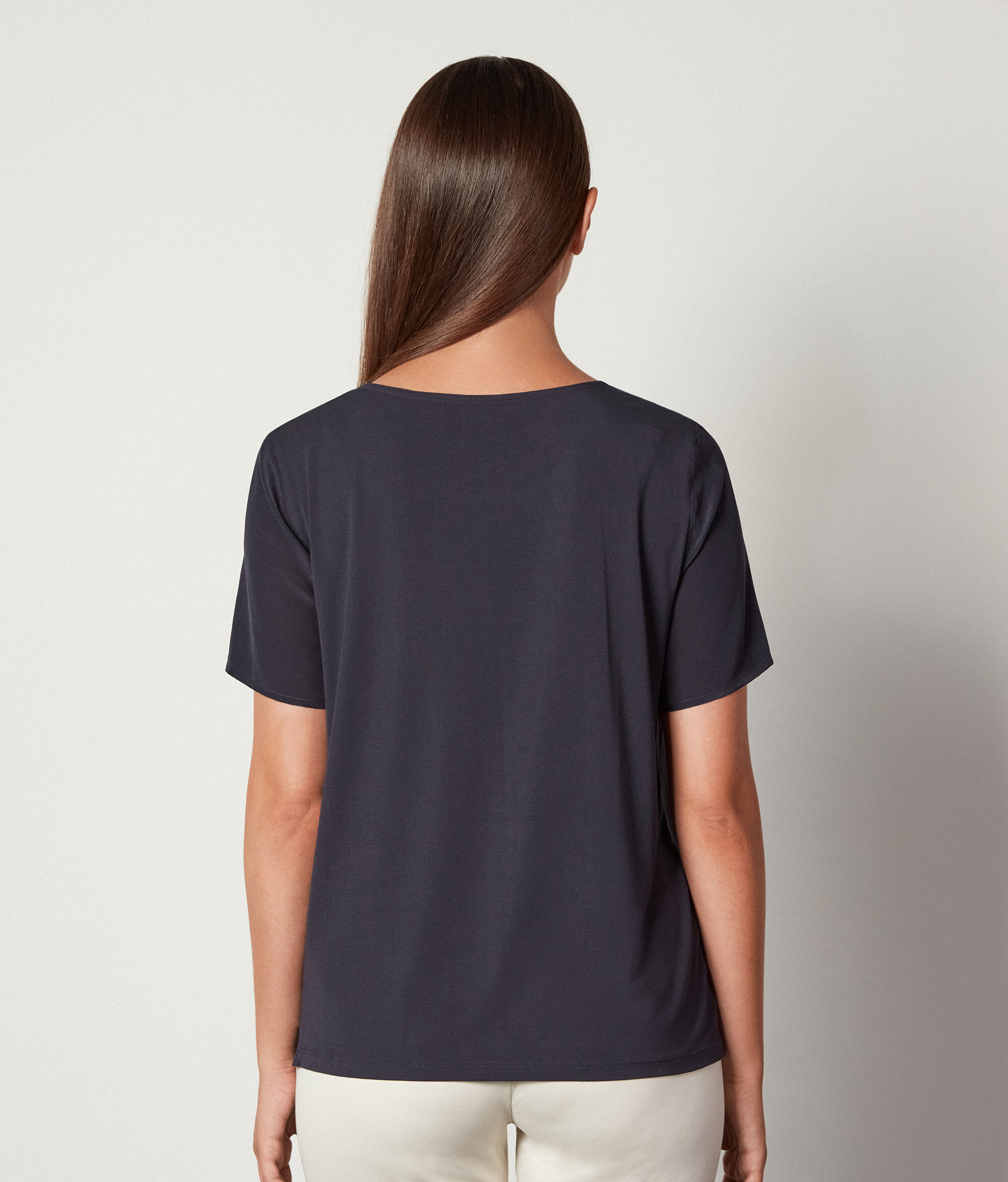 Round-Neck Silk T-Shirt
